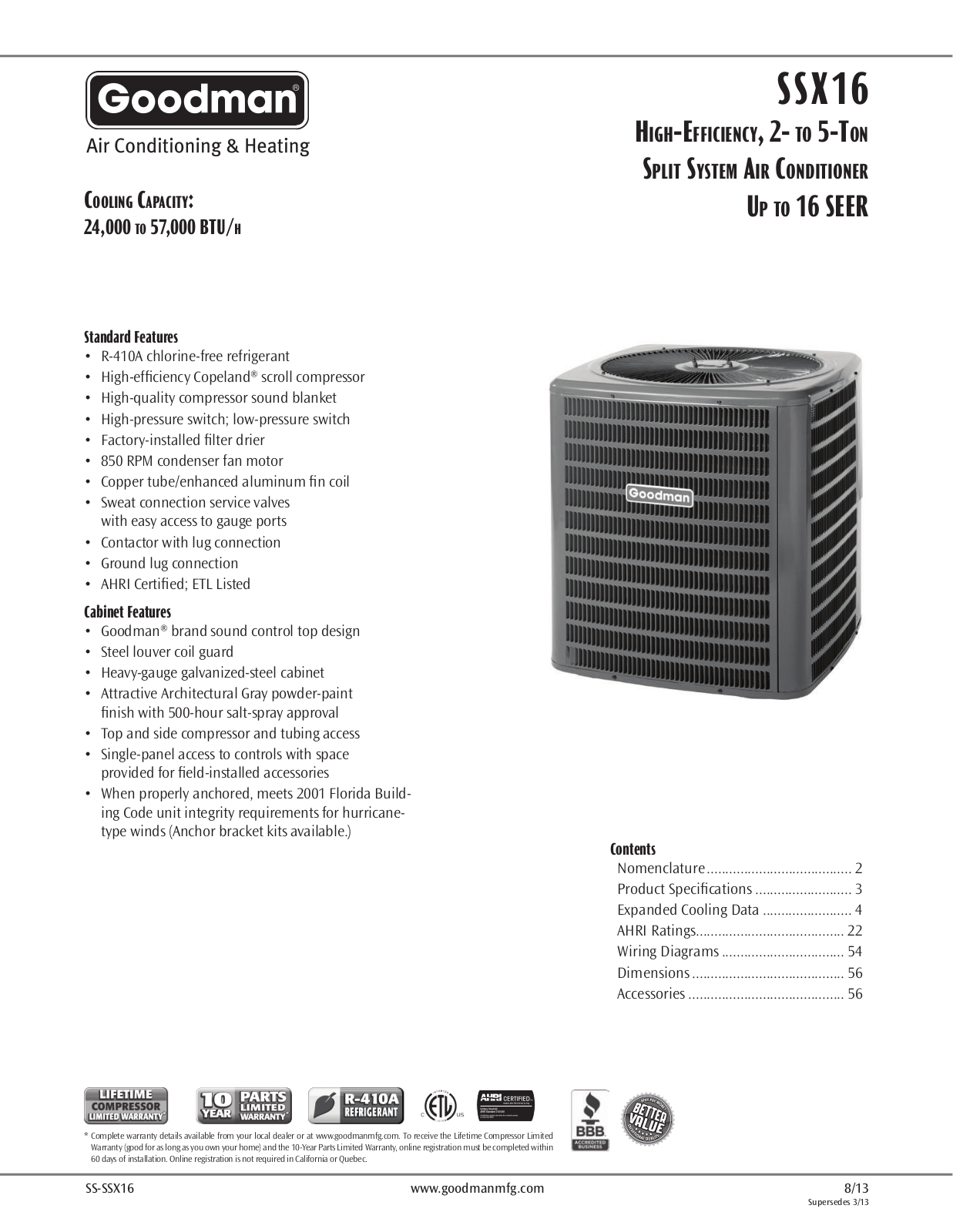 Goodman Mfg SS-SSX16 User Manual