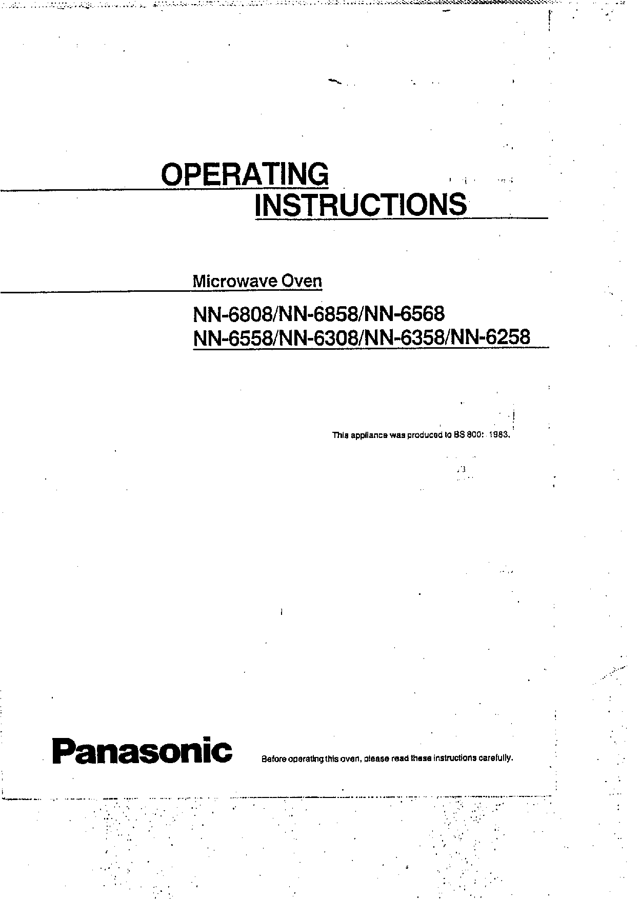 Panasonic NN-6568, NN-6808, NN-6558, NN-6858, NN-6358 User Manual