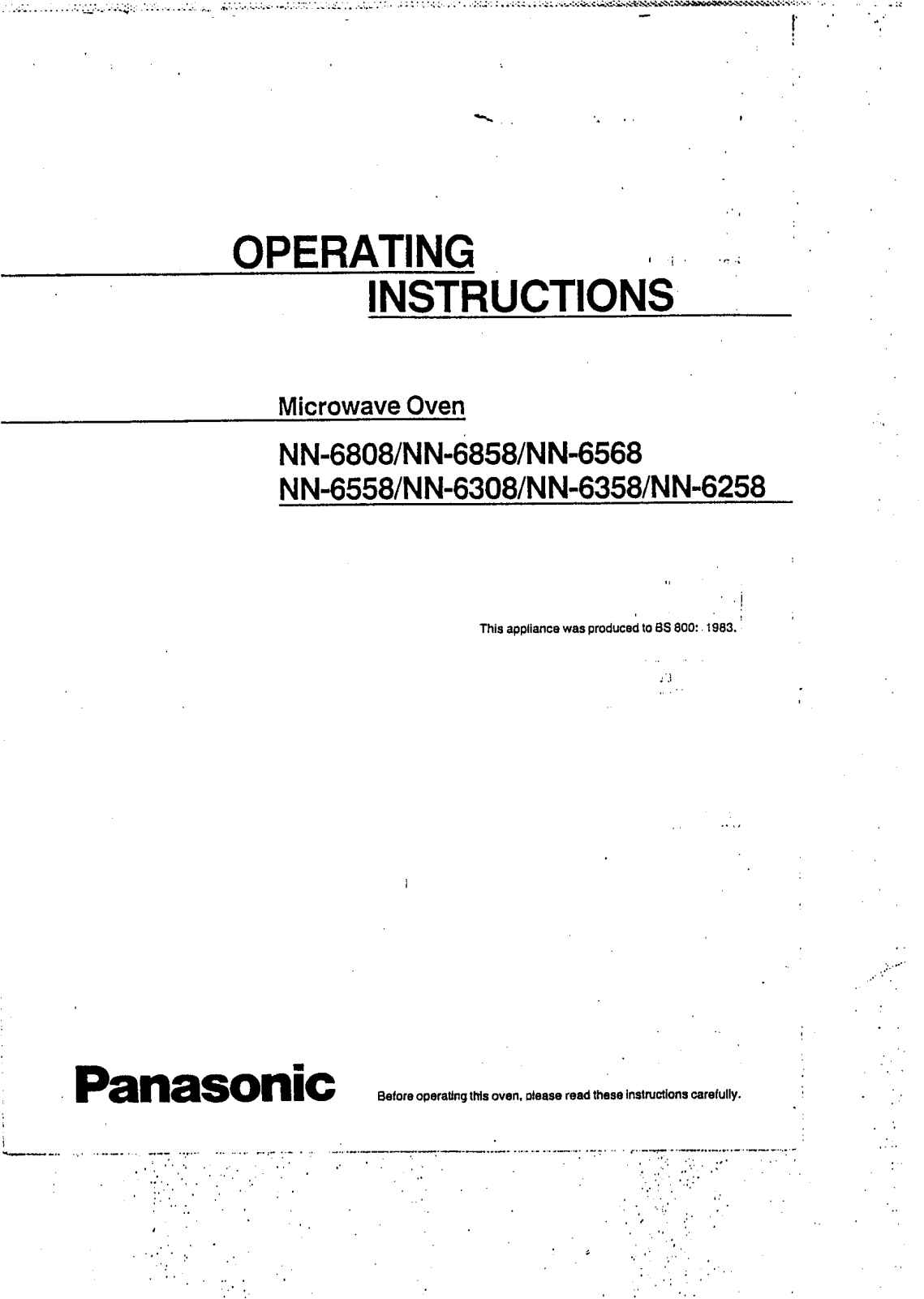 Panasonic NN-6568, NN-6808, NN-6558, NN-6858, NN-6358 User Manual