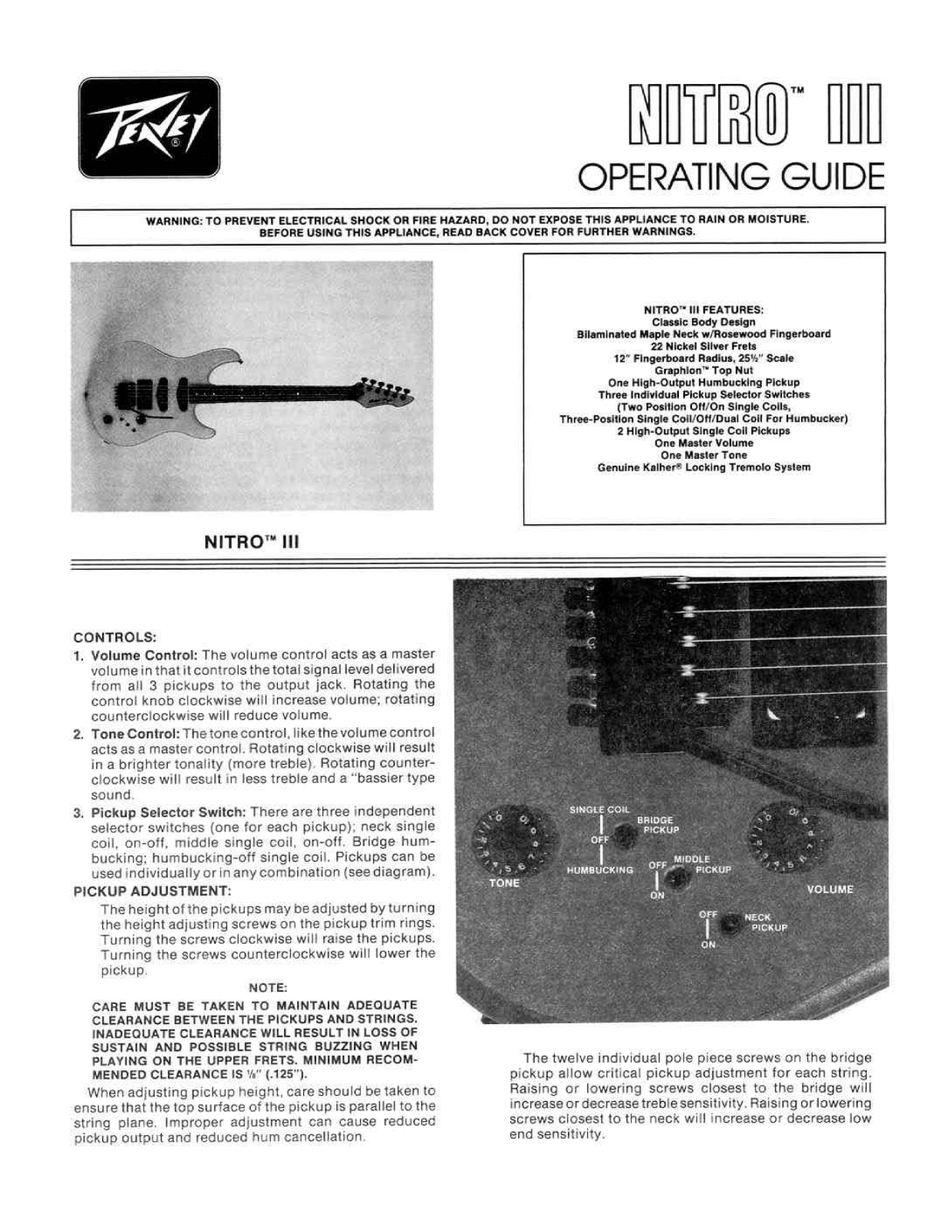 Peavey NITRO III Operating guide