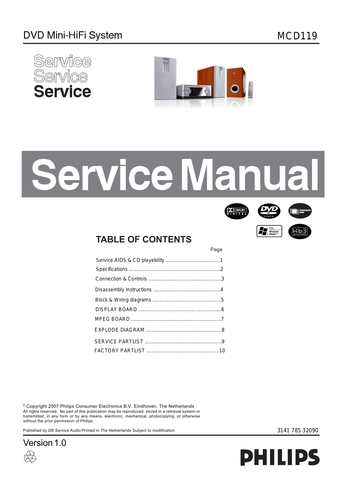 Philips MCD-119 Service Manual