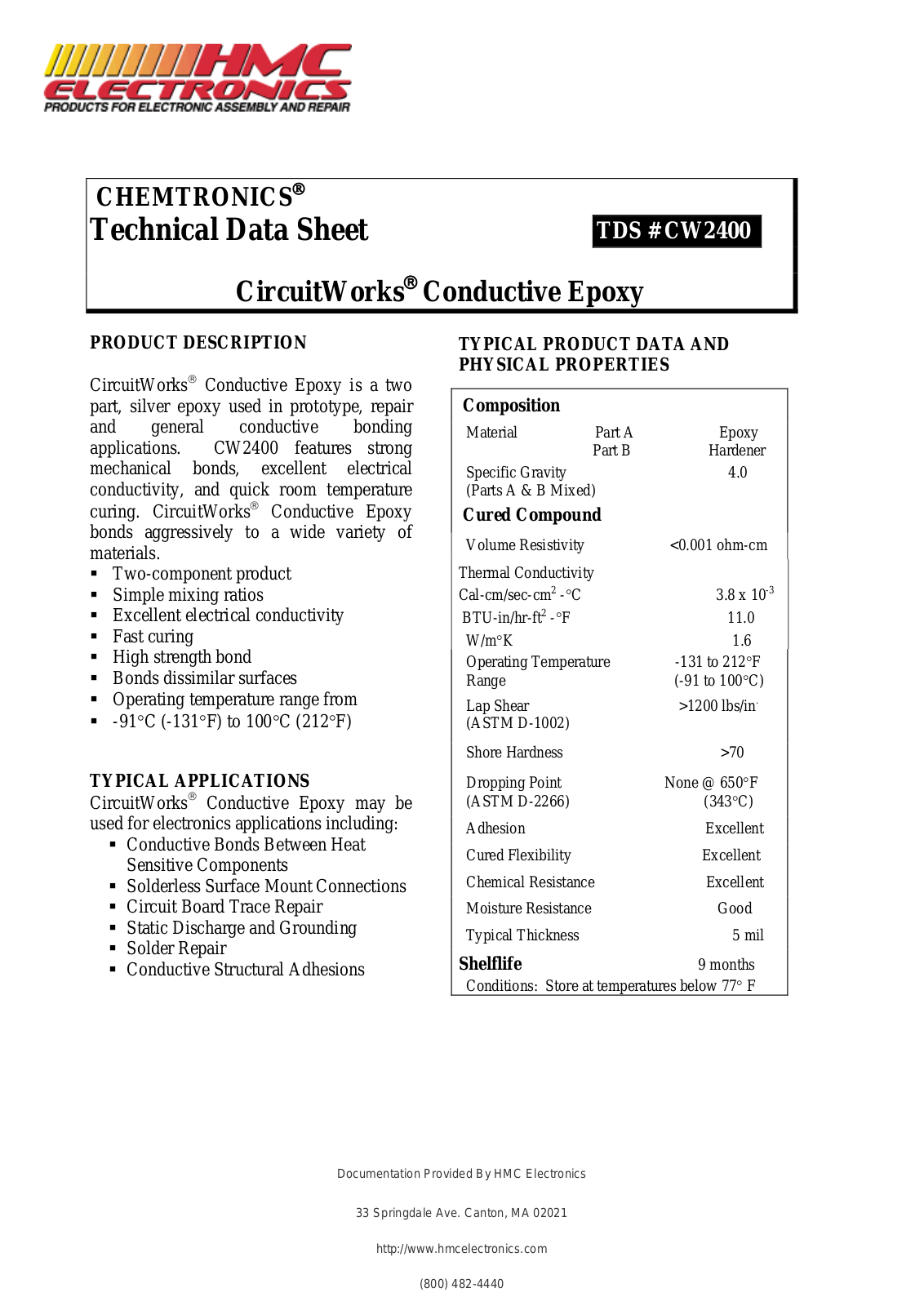 HMC Electronics CW2400 User Manual