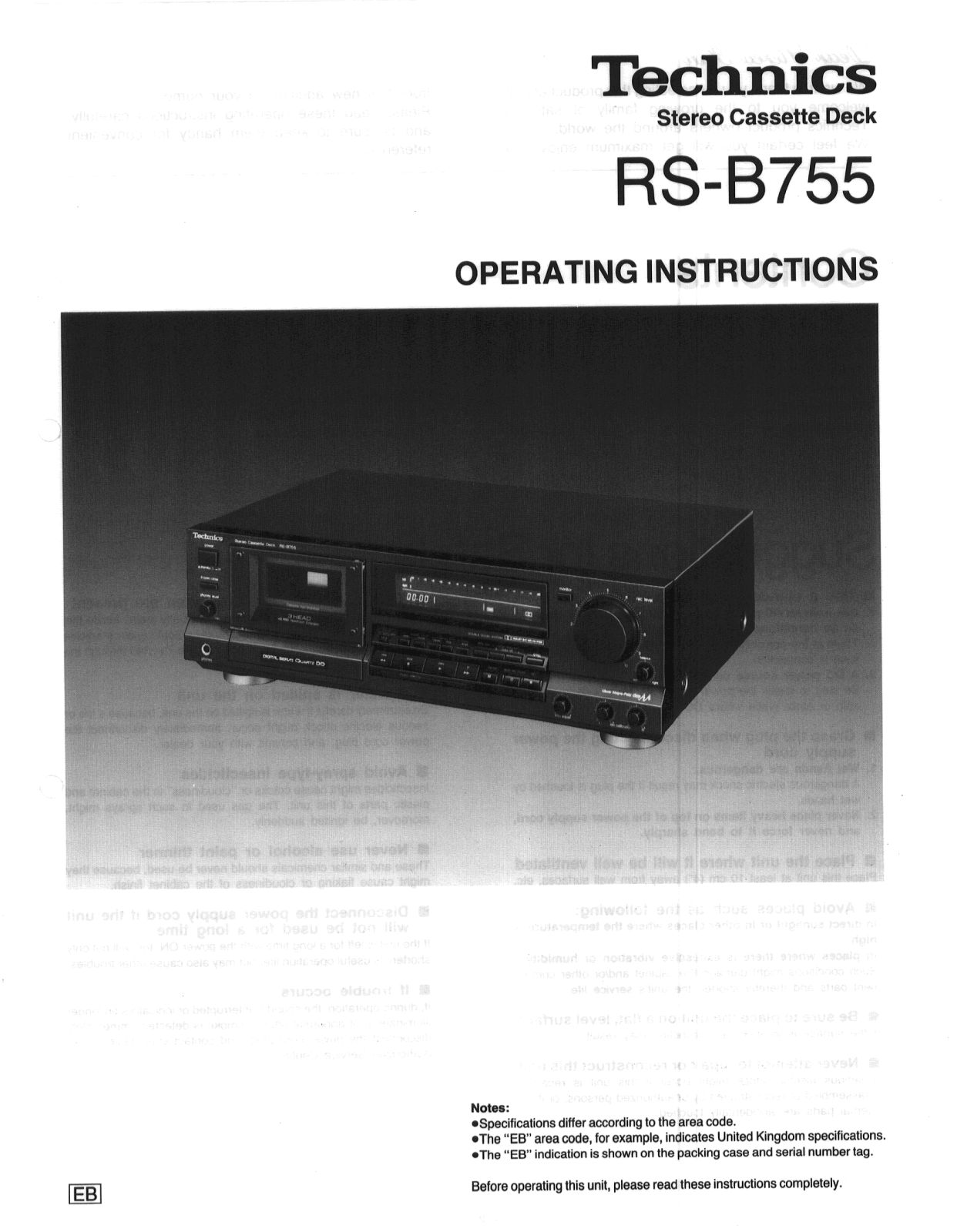 Technics RS-B-755 Owners Manual
