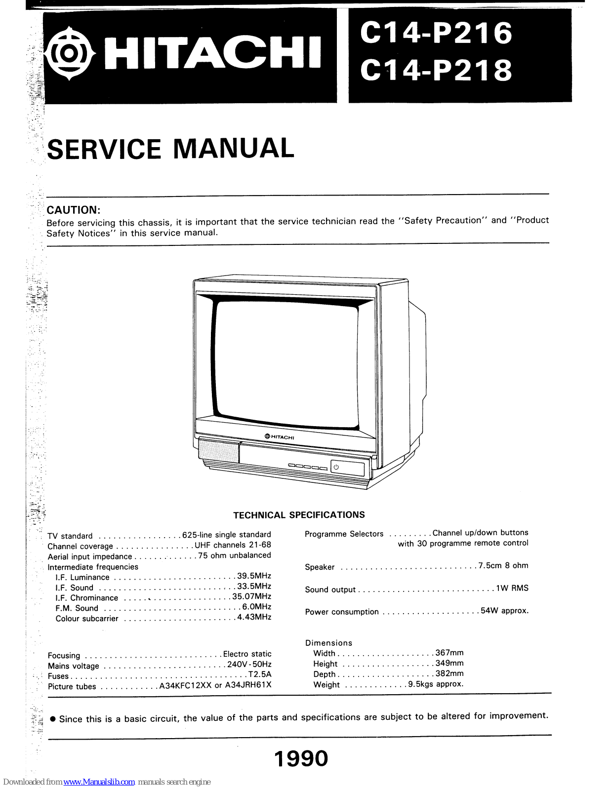 Hitachi C14-P218, C14-P216 Service Manual