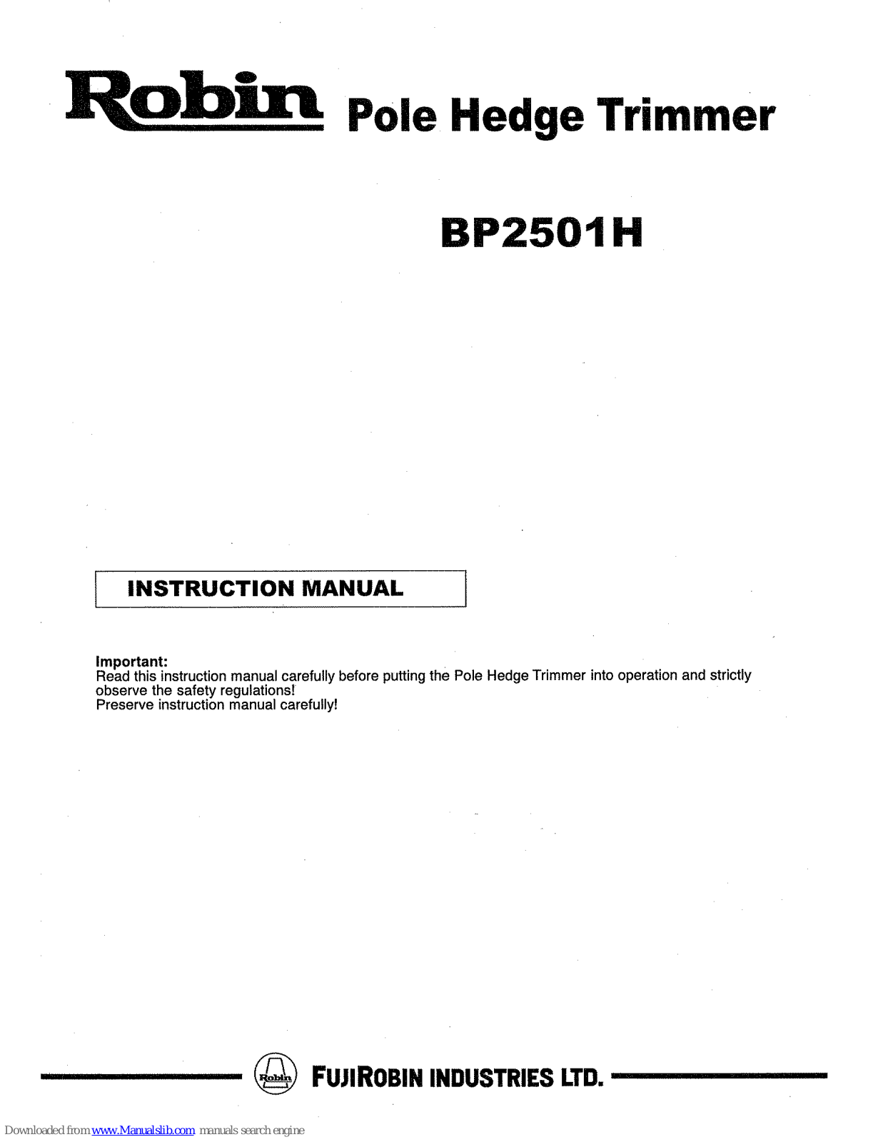 Robin BP2501 Instruction Manual