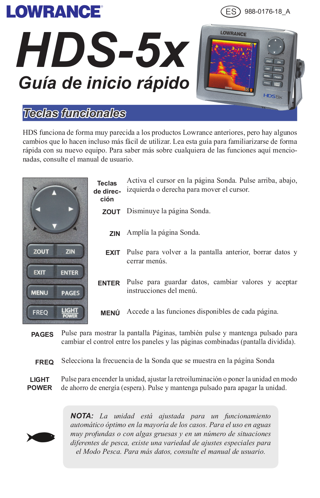 Lowrance HDS-5X QUICK GUIDE