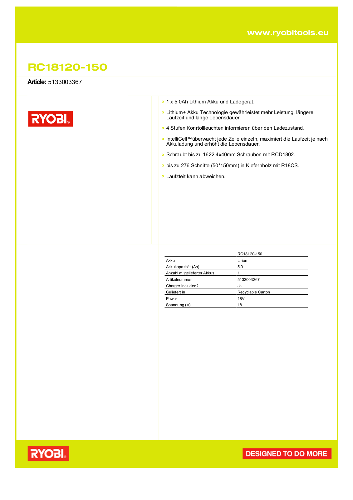 Ryobi RC18120-150 User Manual