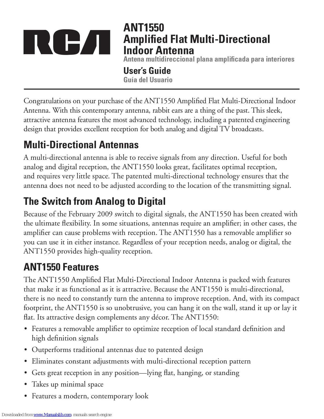 RCA ANT1550 - HDTV / TV User Manual