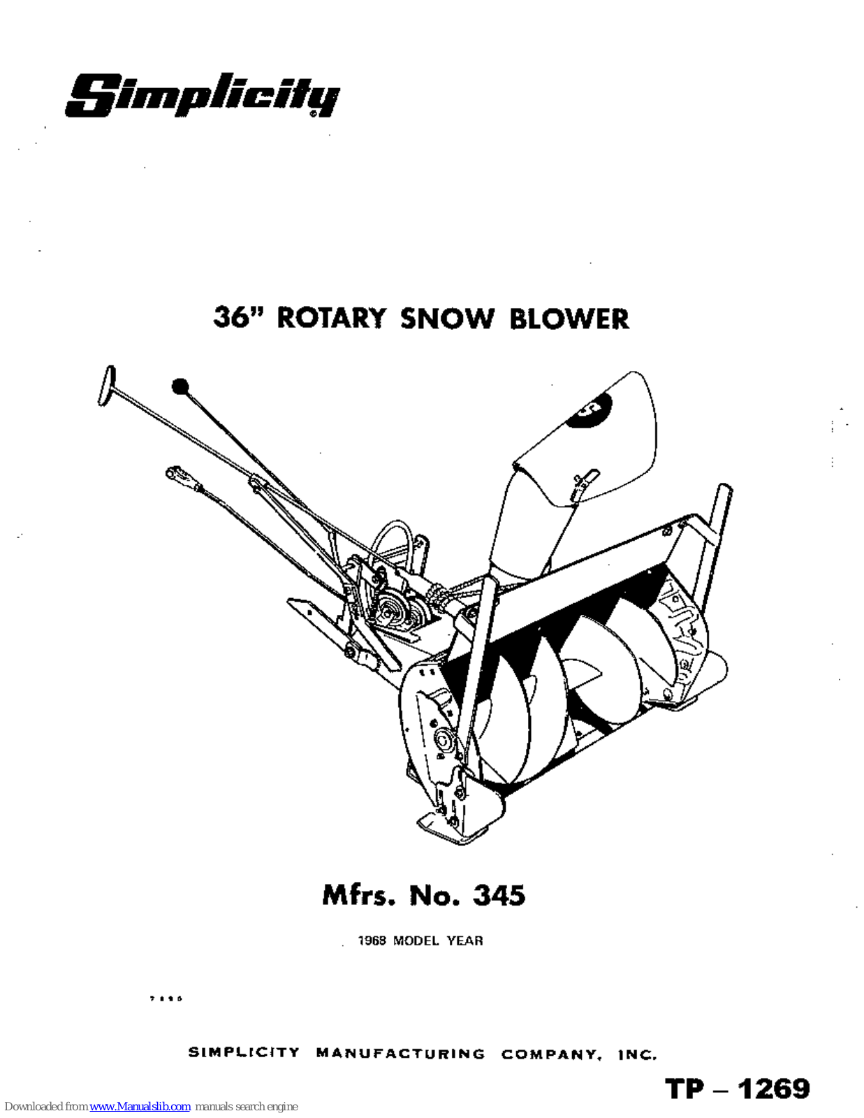 Simplicity 345 Operator's Manual