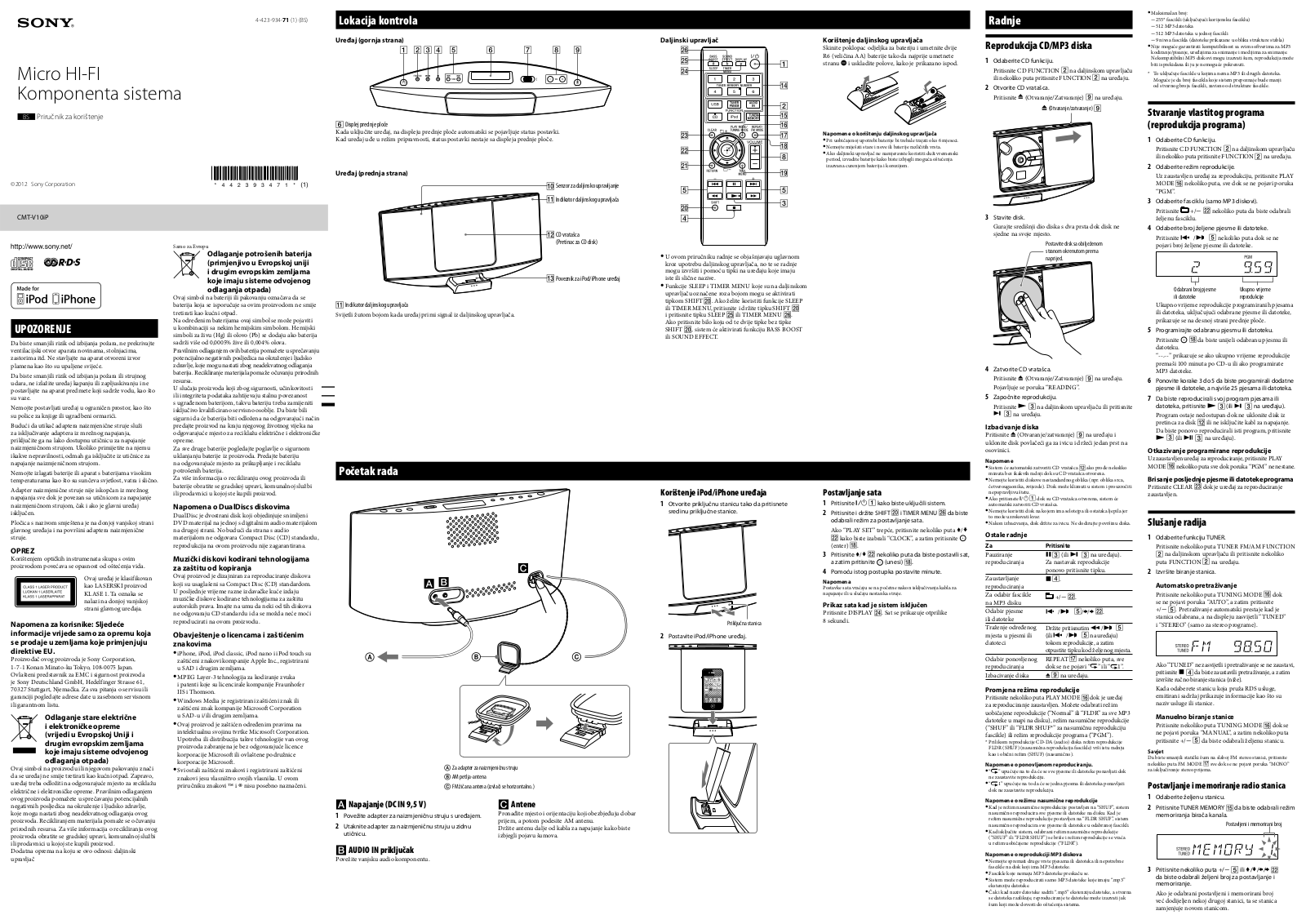 Sony CMT-V10iP User Manual