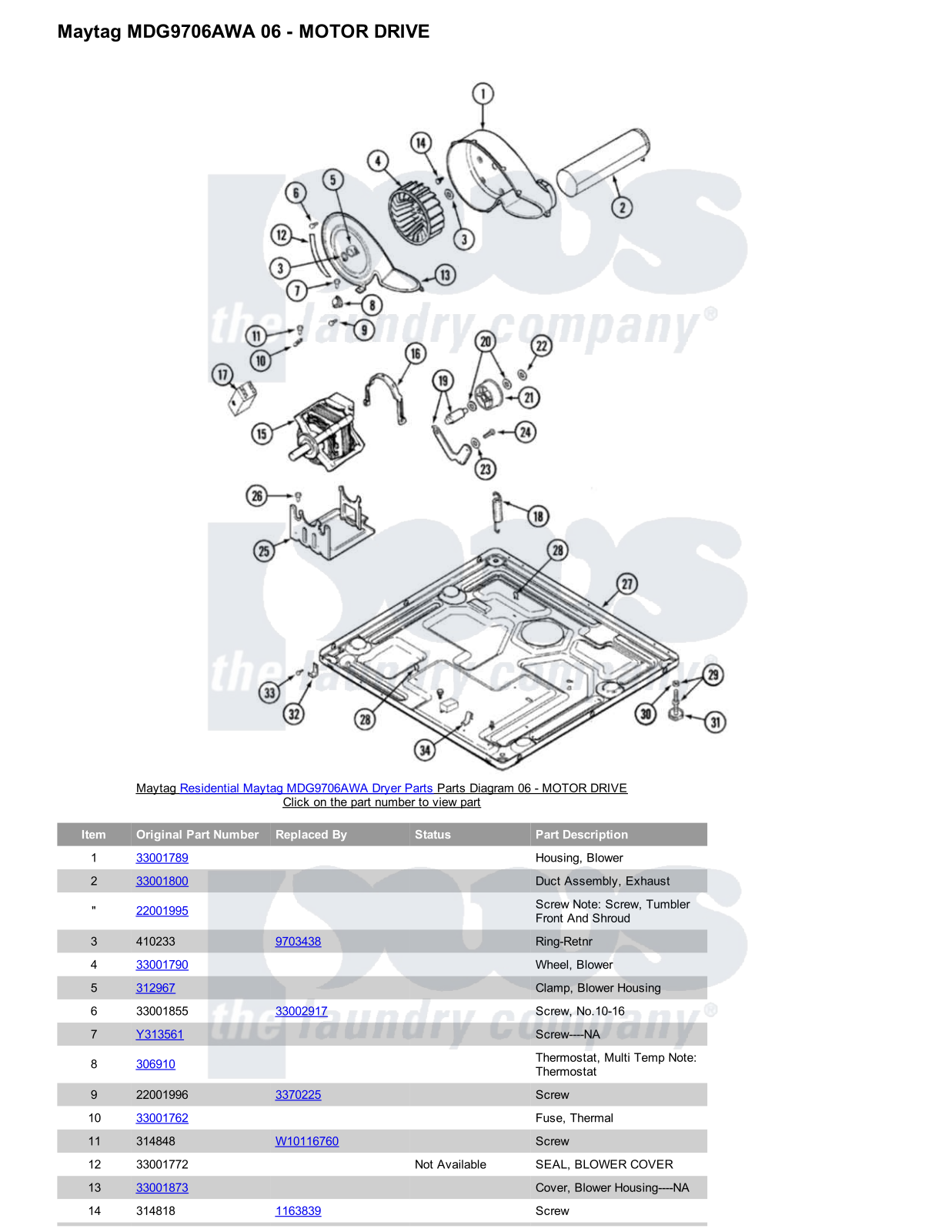 Maytag MDG9706AWA Parts Diagram