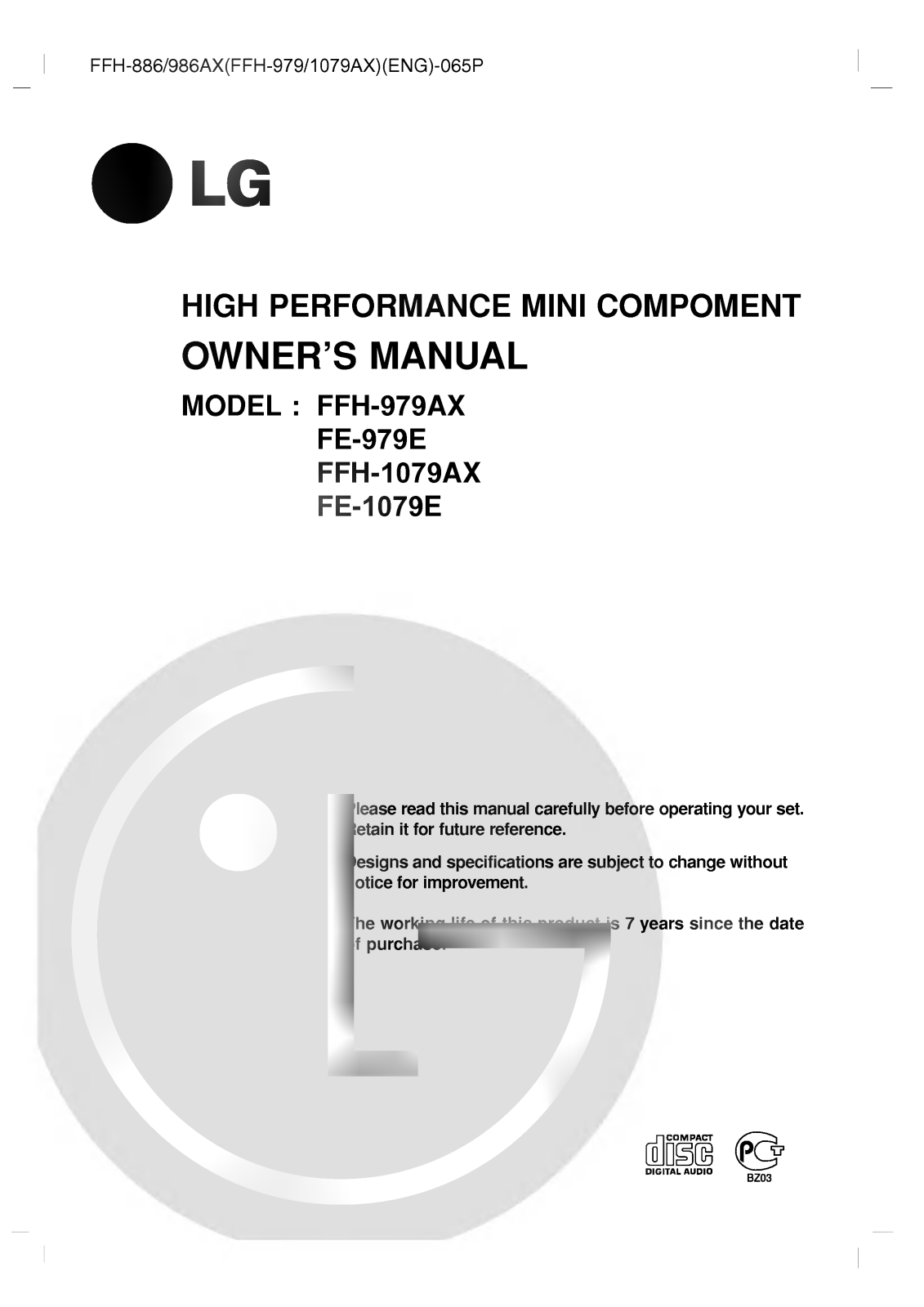 LG FFH-886AX User Manual