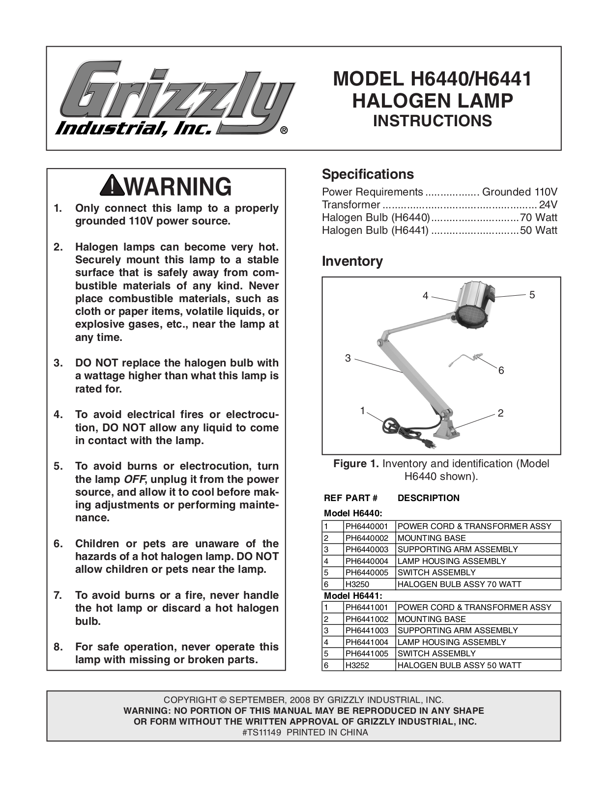 Grizzly H6441, H6440 User Manual