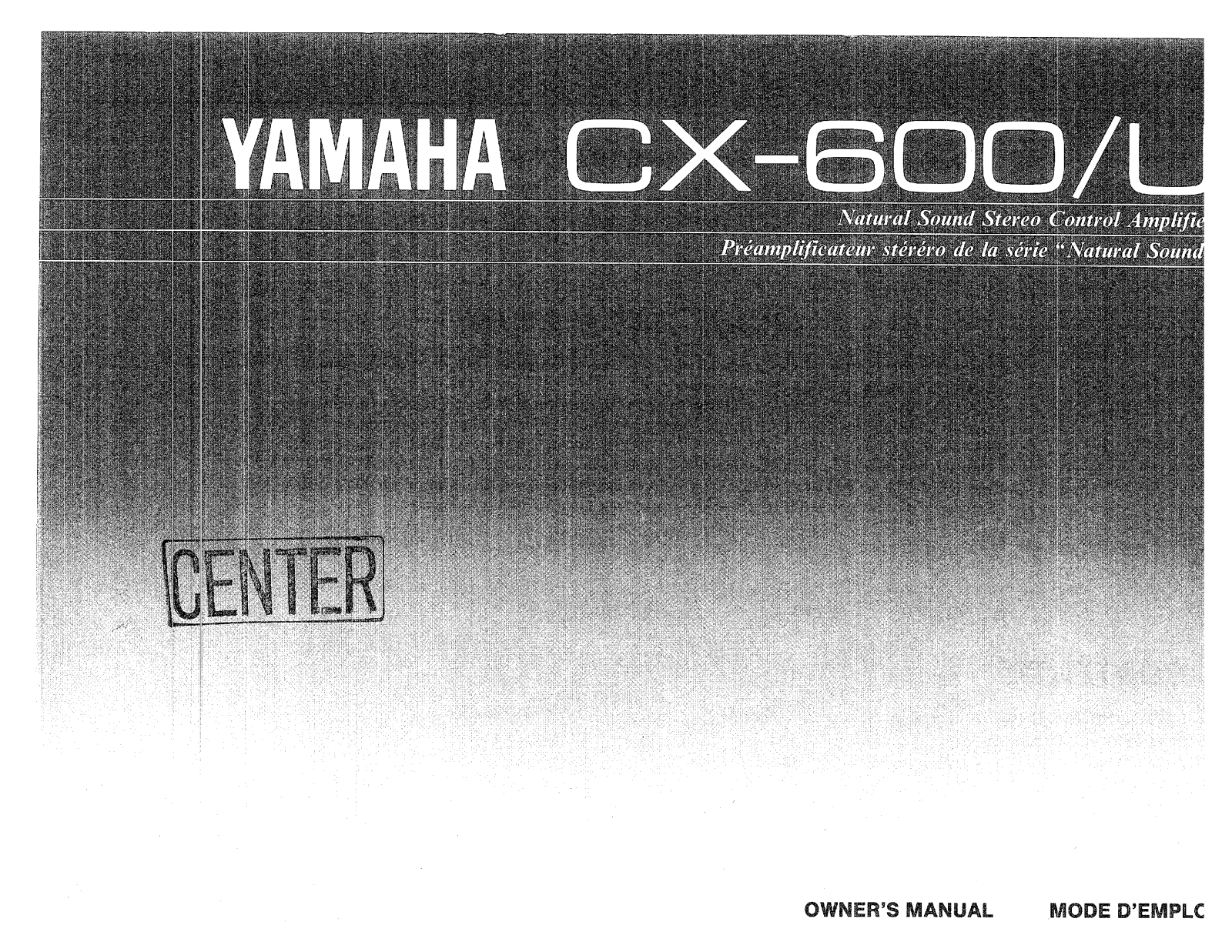 Yamaha CX-600, CX-600U Owner Manual