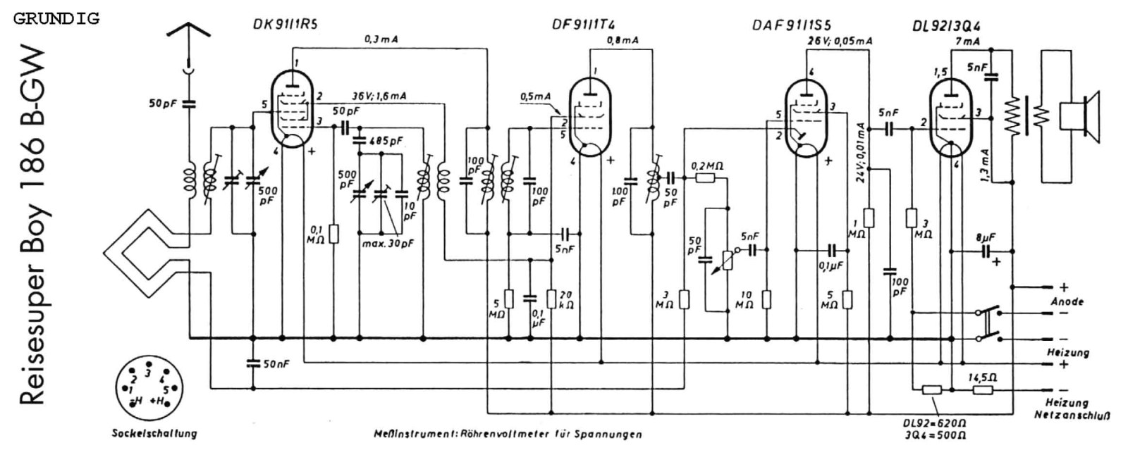 Grundig Reise-S-Boy-186-BGW Schematic