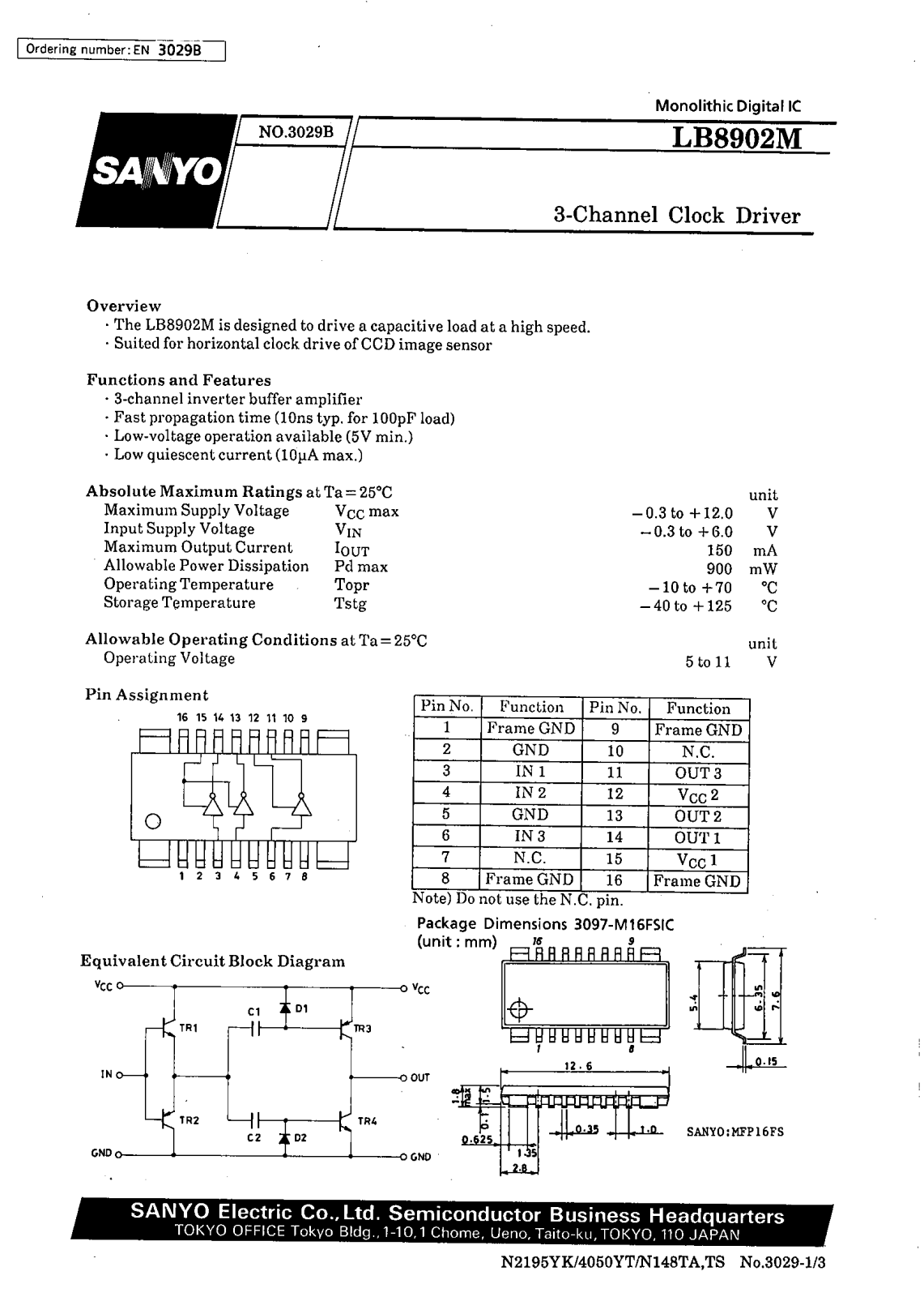 SANYO LB8902M Datasheet