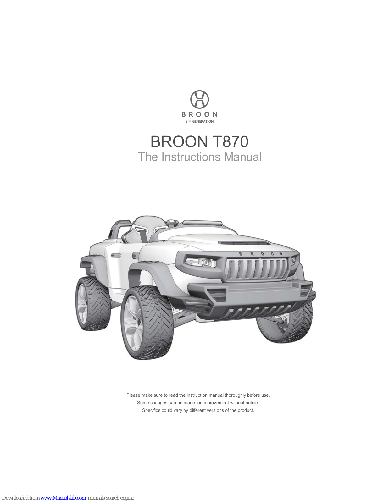Broon T870 Instruction Manual