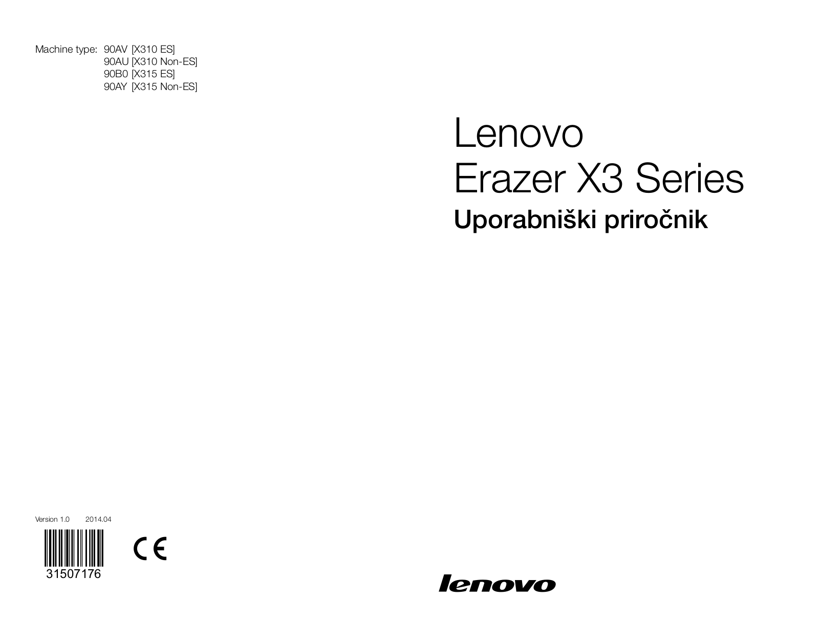 Lenovo Erazer X310, Erazer X315 User Guide