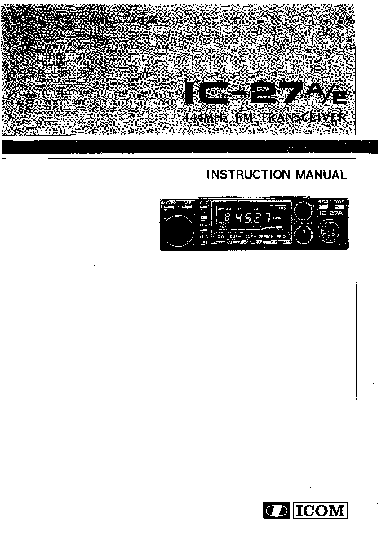 Icom IC-27A-E User Manual