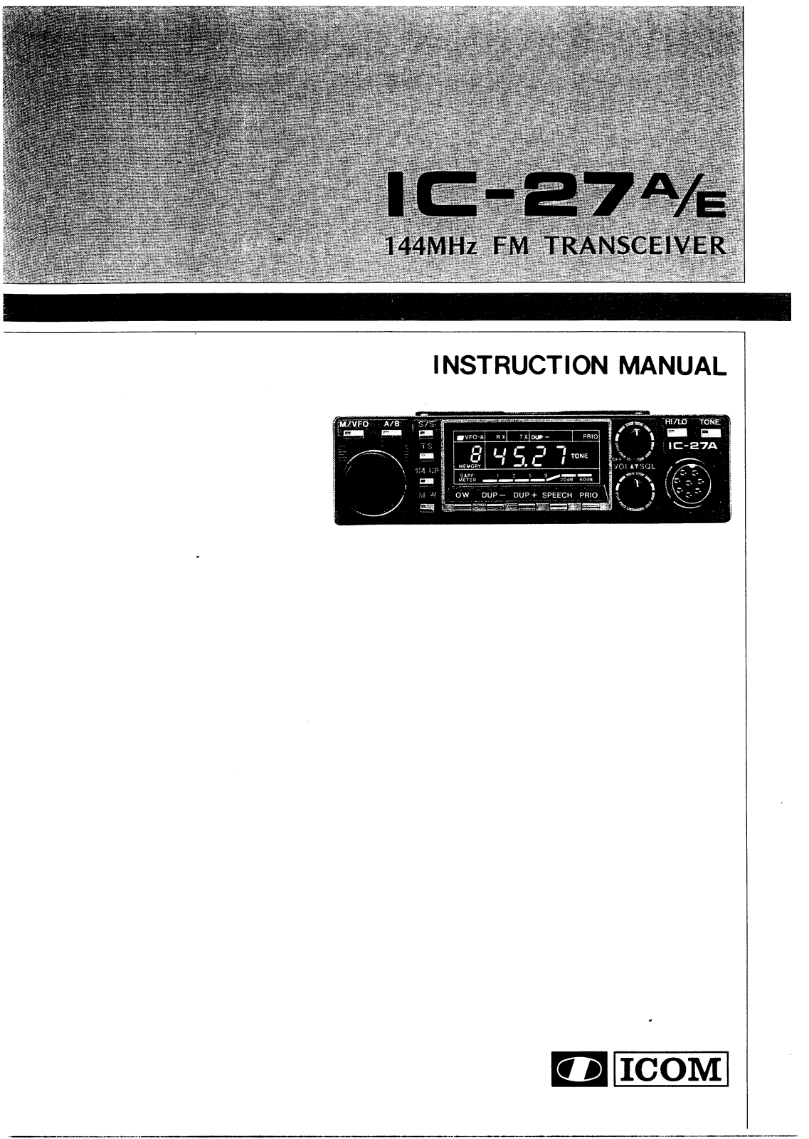 Icom IC-27A-E User Manual