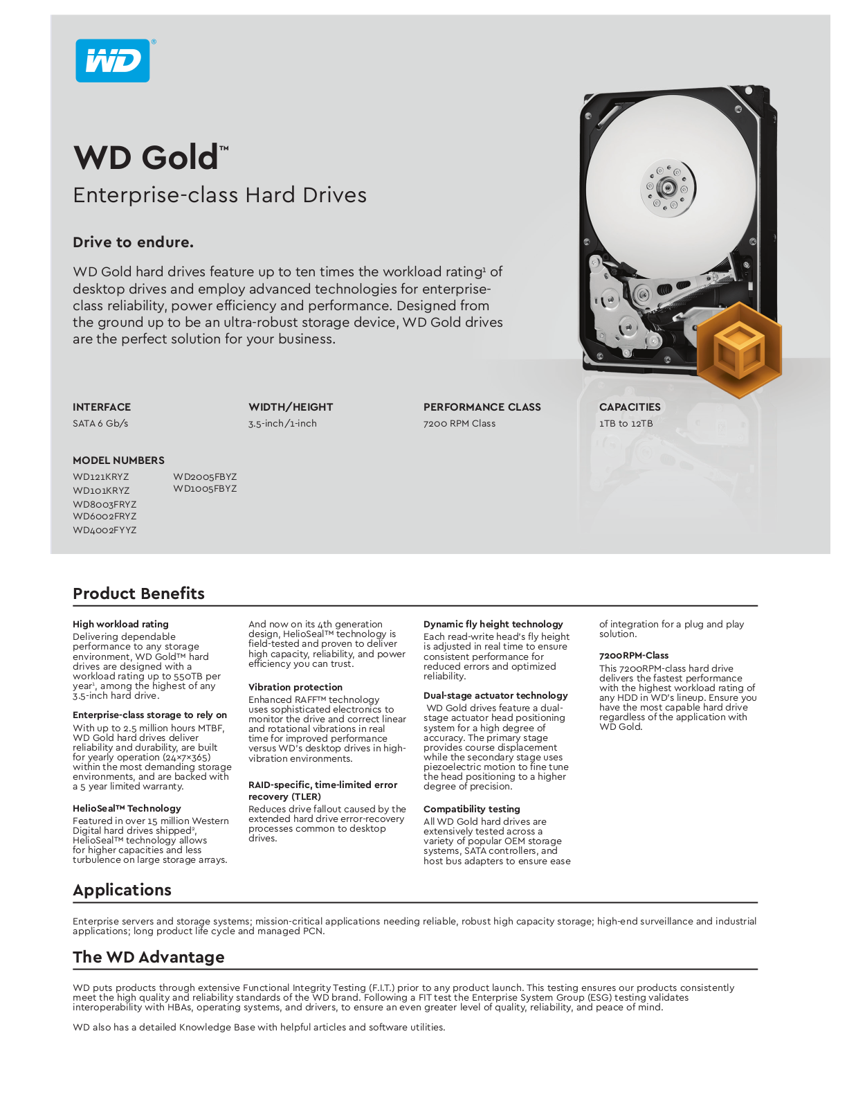 Western Digital WD121KRYZ, WD2005FBYZ, WD101KRYZ, WD1005FBYZ, WD8003FRYZ Service Manual