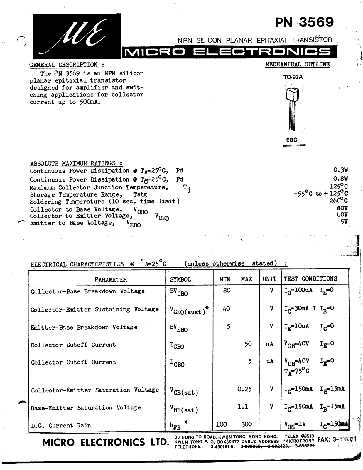 MICRO PN3569 Datasheet