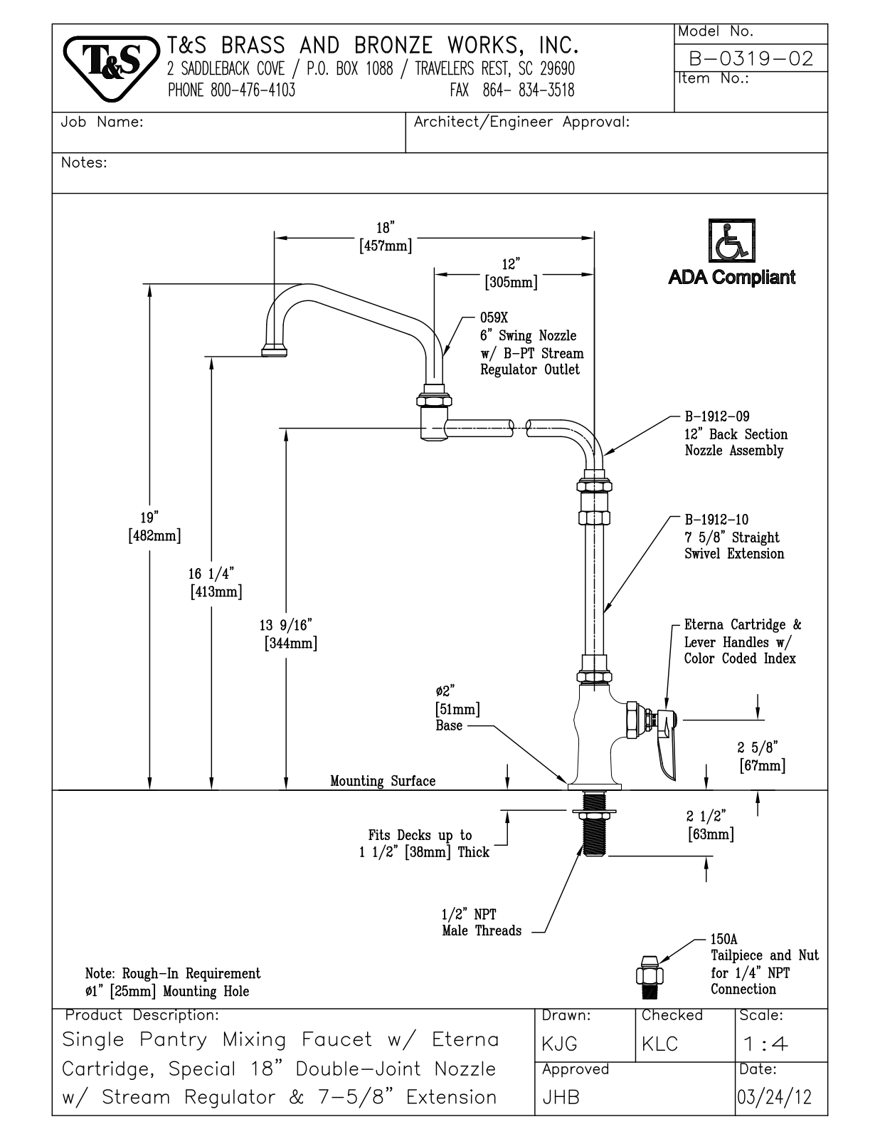 T&S Brass B-0319-02 User Manual