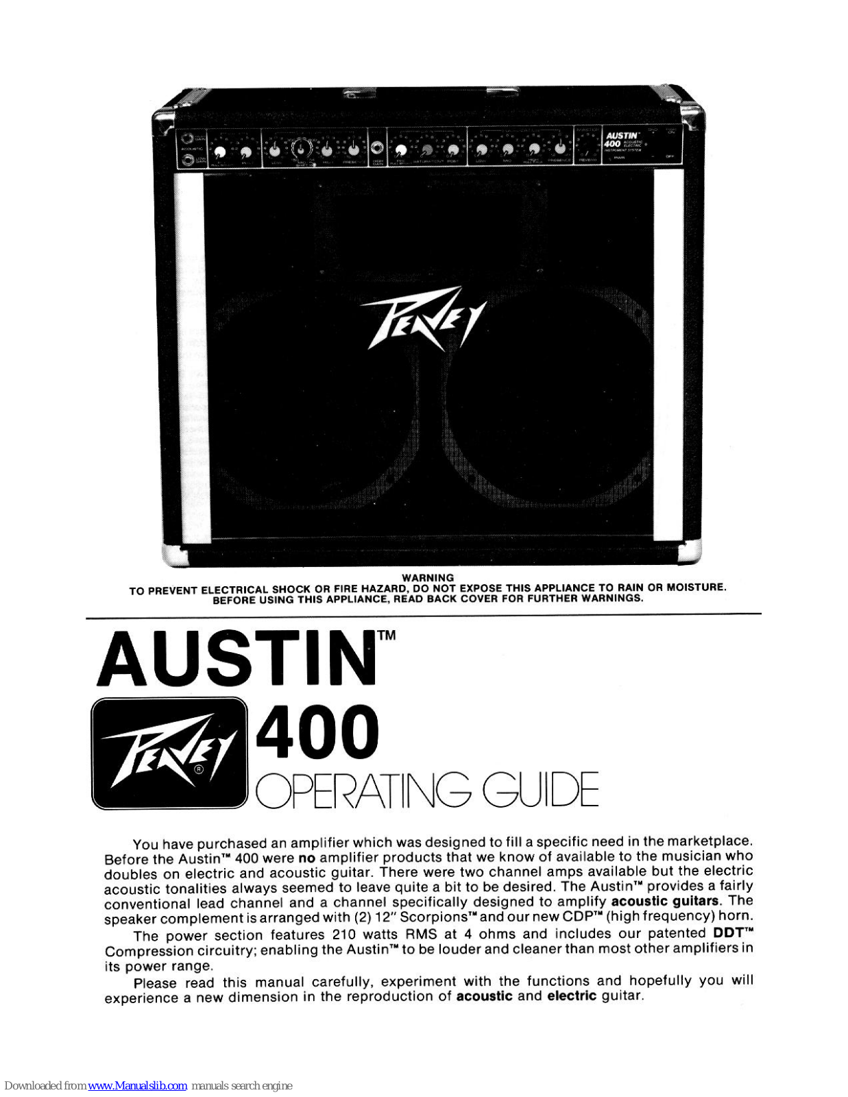 Peavey Austin Austin 400, Austin 400 User Manual