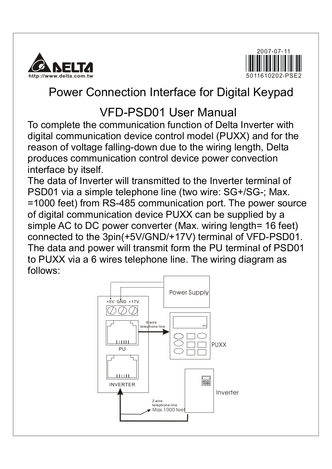 Datasheet VFD-PSD01 Datasheet (Delta Electronics) - ManualMachine.com