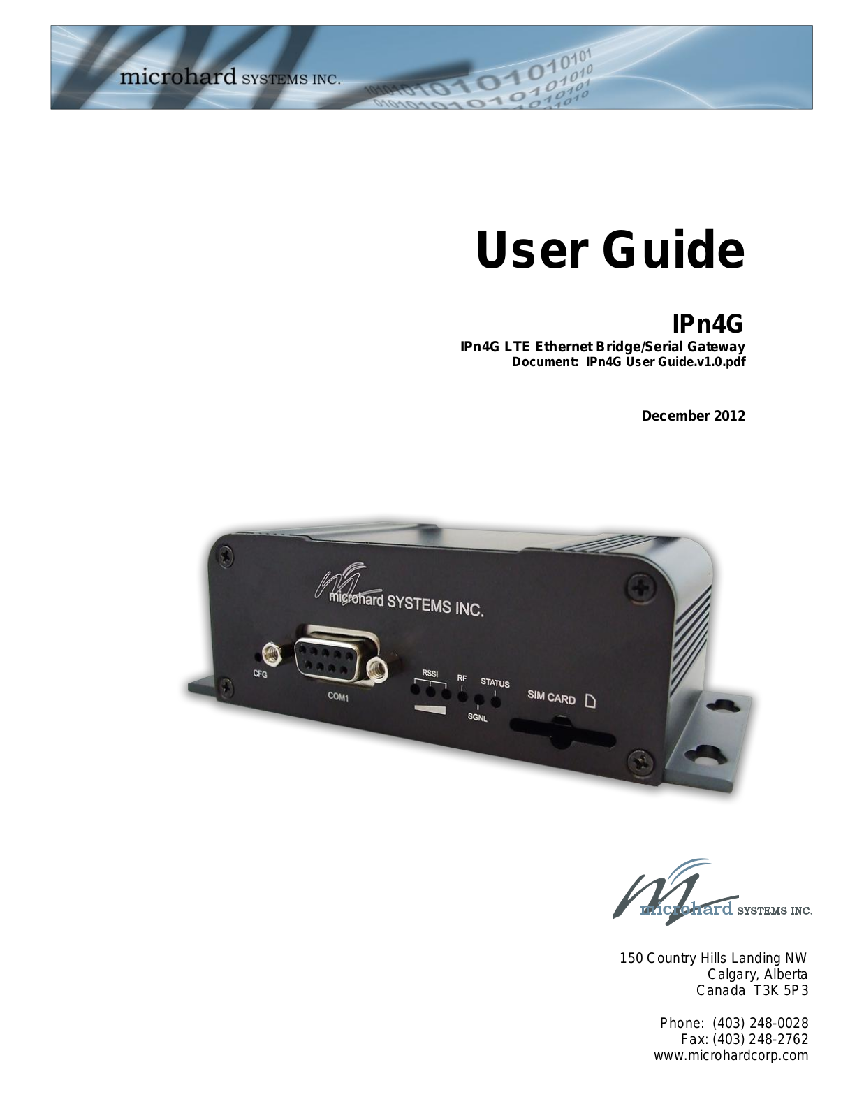 Microhard Systems IPN4GNBG30 User Guide