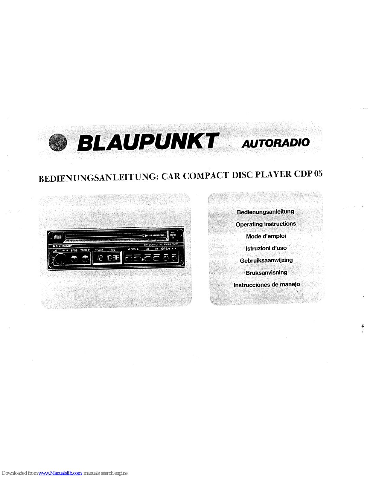 Blaupunkt CDP05 Operating Instructions Manual