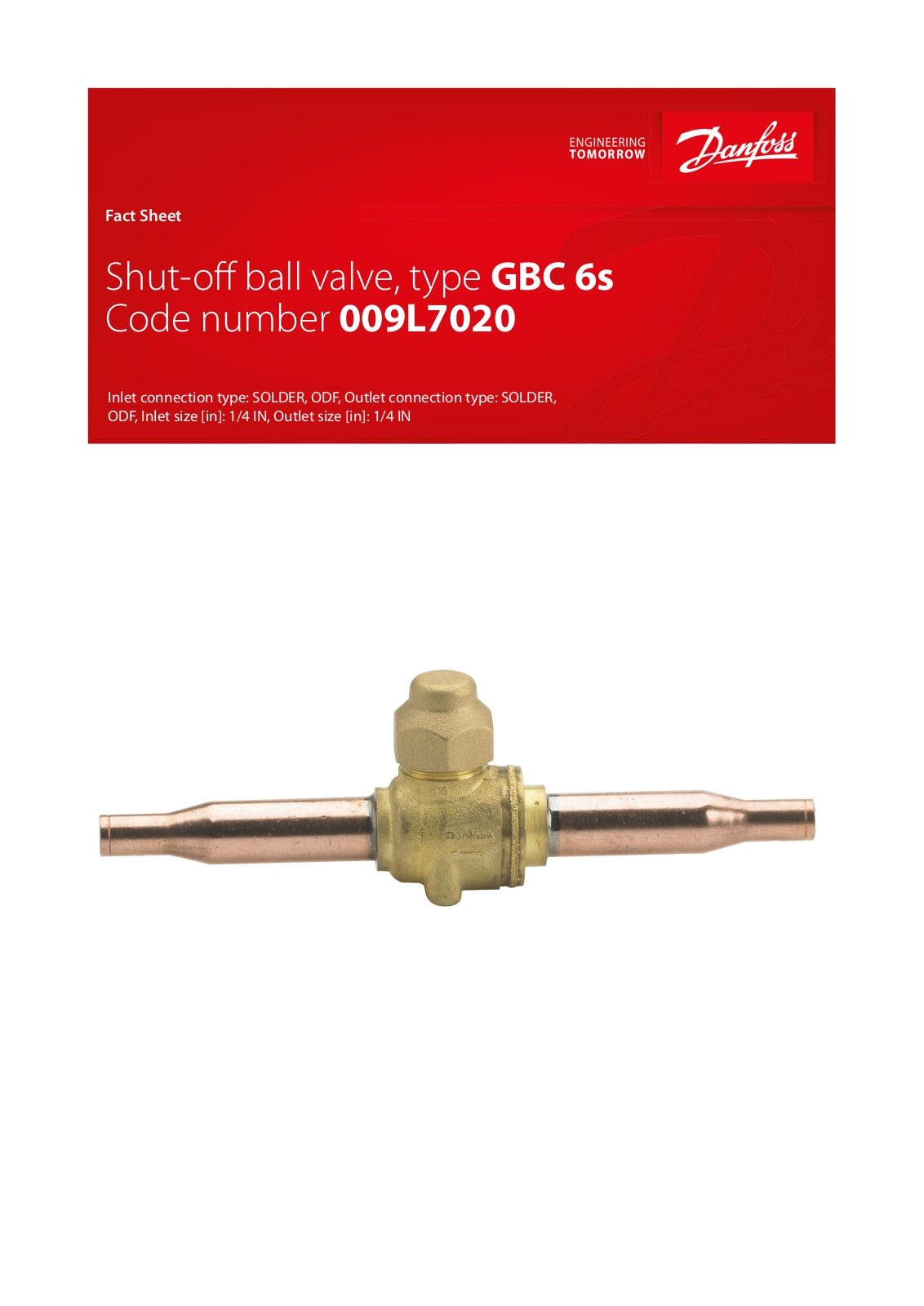 Danfoss GBC 6s Fact sheet