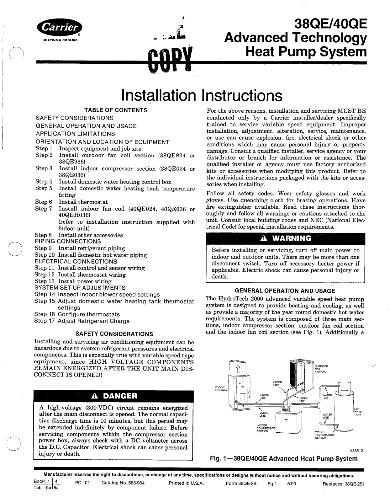 Carrier 40QE User Manual