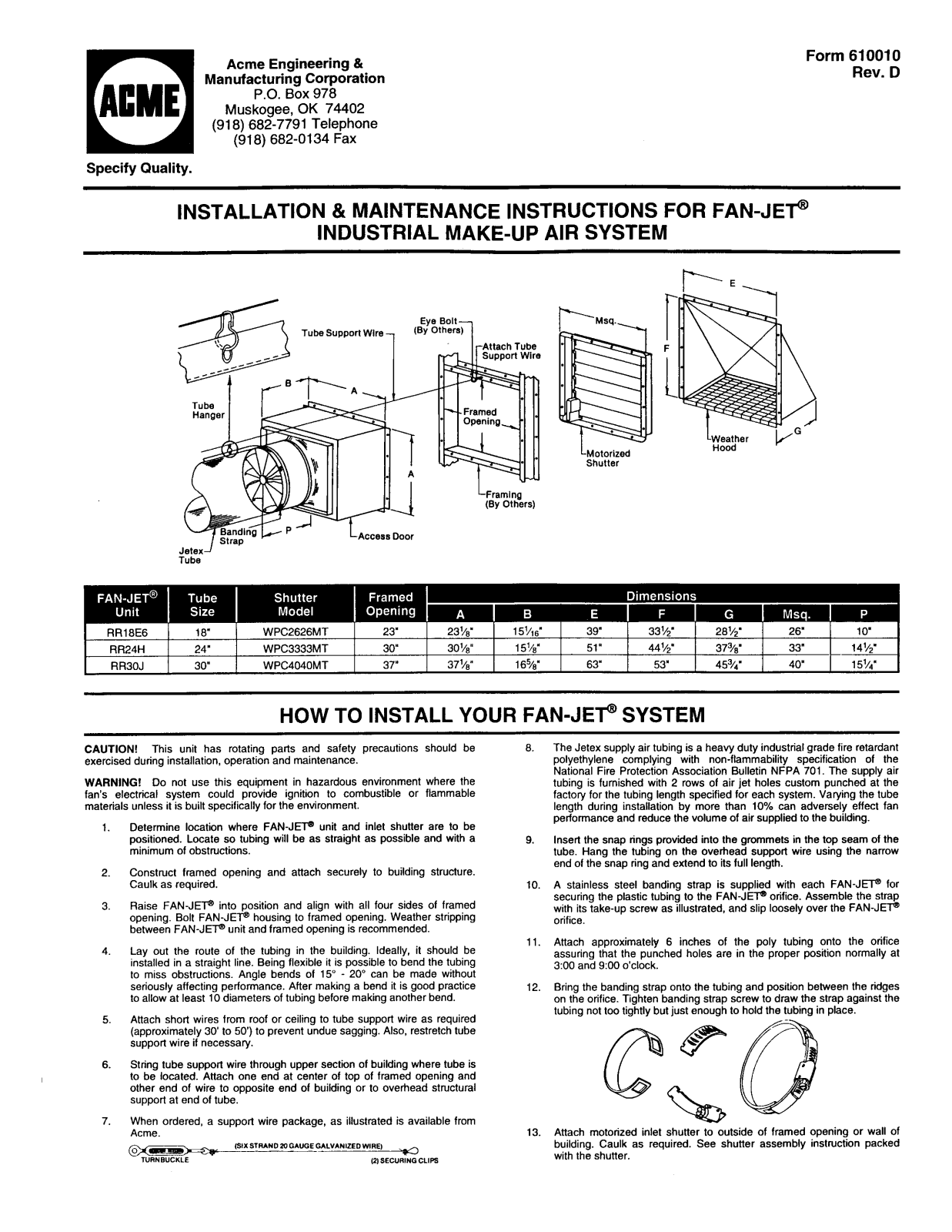 Acme Engineering RR18E6 Service Manual