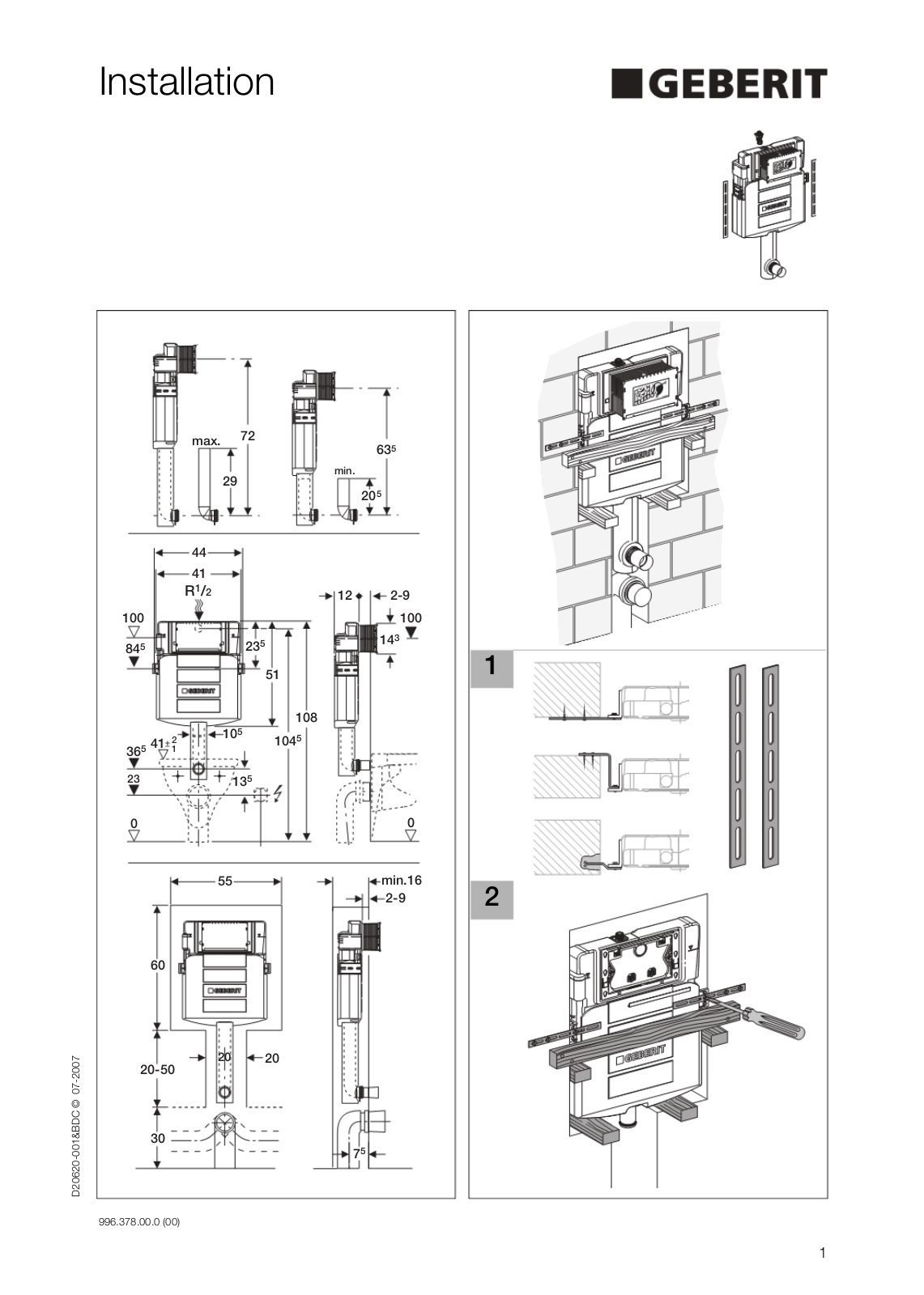 Geberit 109.300.00.5 Installation