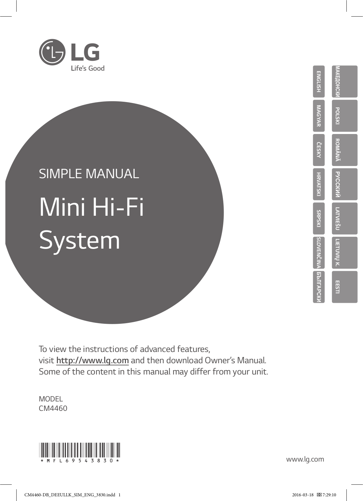 LG CM4460 User guide