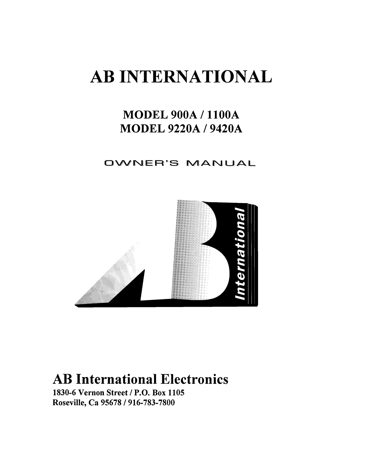 AB International 900-B Owners manual