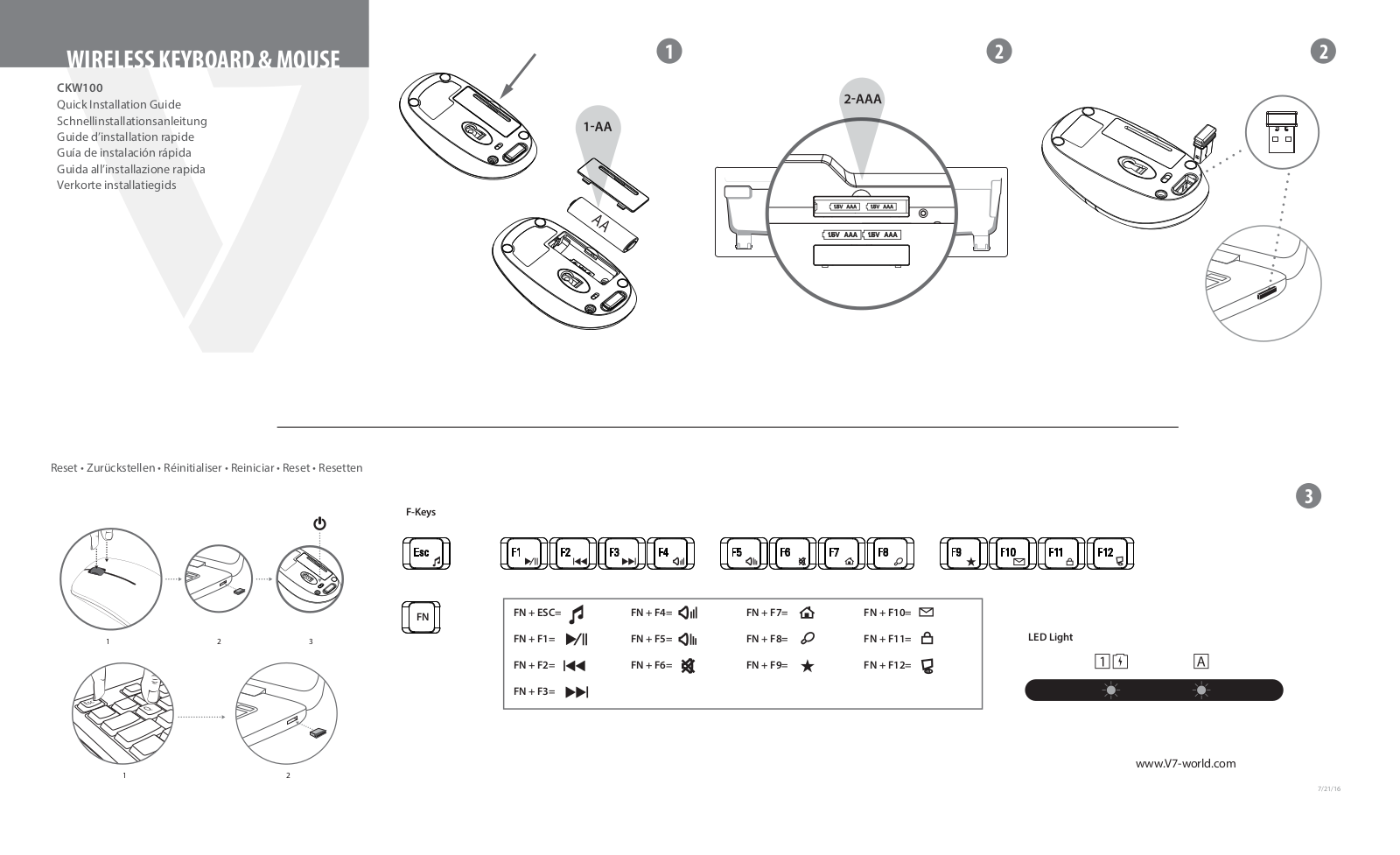 V7 Videoseven CKW100 Quick Installation Guide