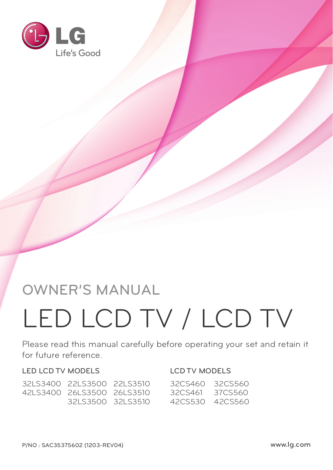 LG 32CS560, 42LS3400 Manual book