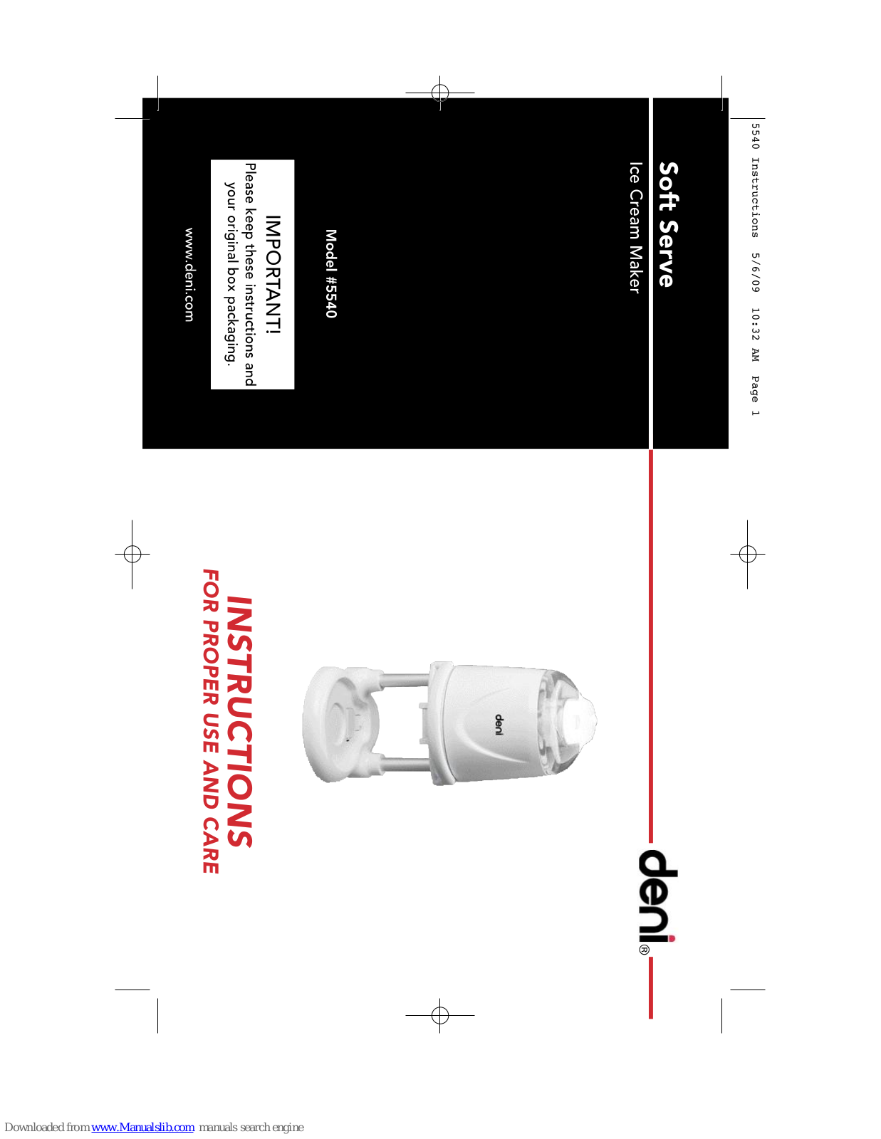 Deni Soft Serve, Soft Serve 5540 Instructions Manual - ManualMachine.com