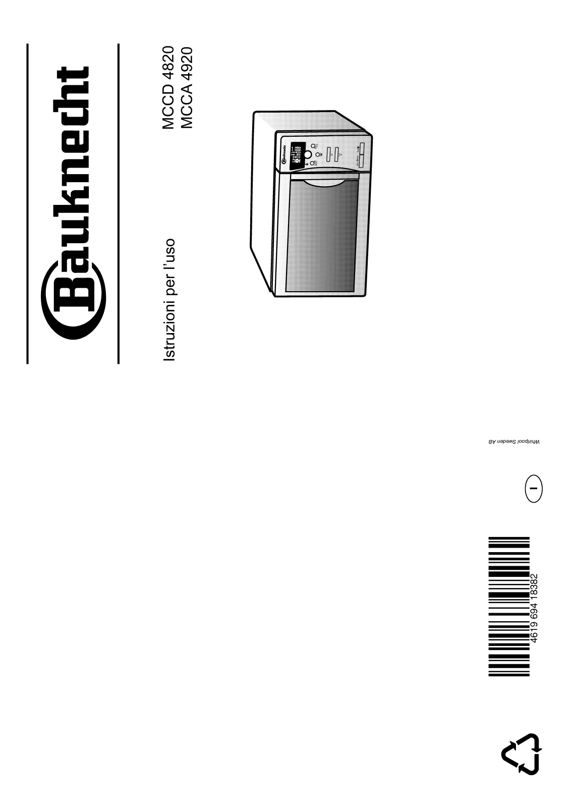 Whirlpool MCCD 4820/SW, MCCA 4920 WH, MCCA 4920 BL, MCCD 4820/IX, MCCD 4820/WS/CH User Manual