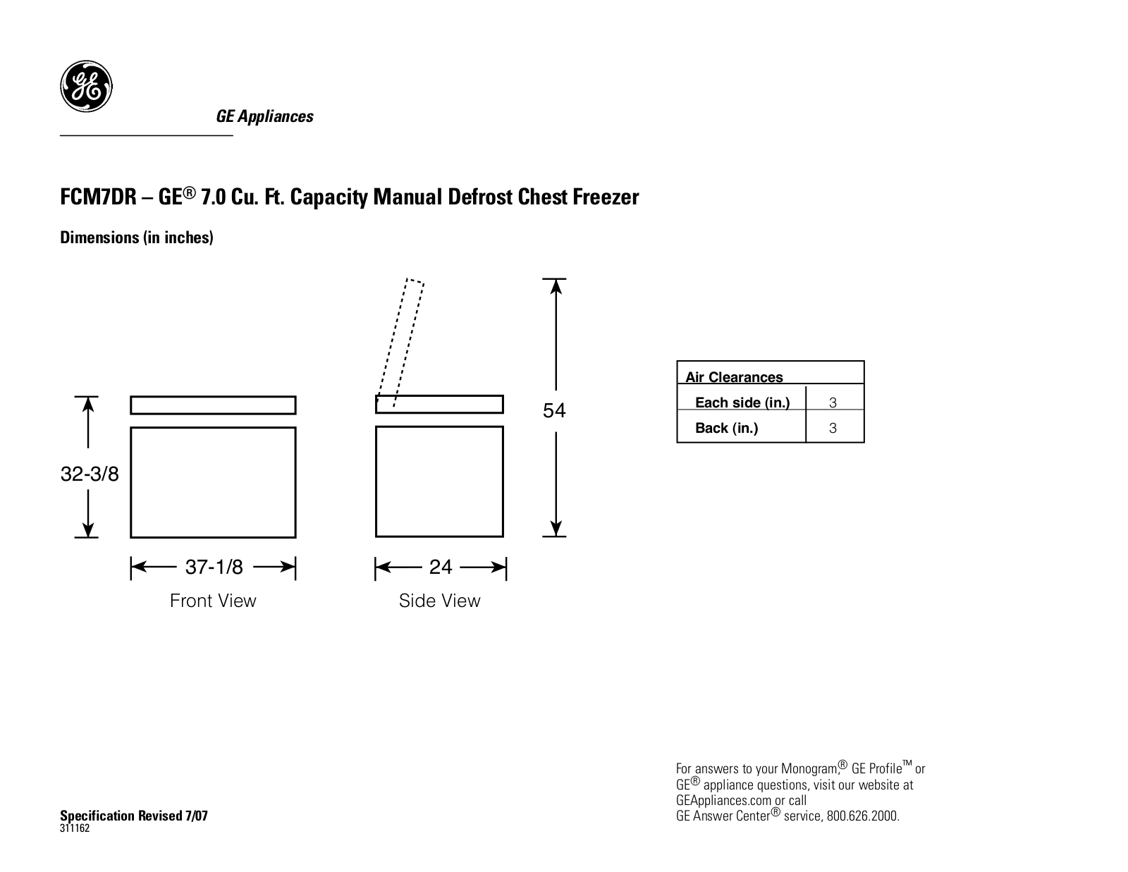 GE FCM7DR User Manual