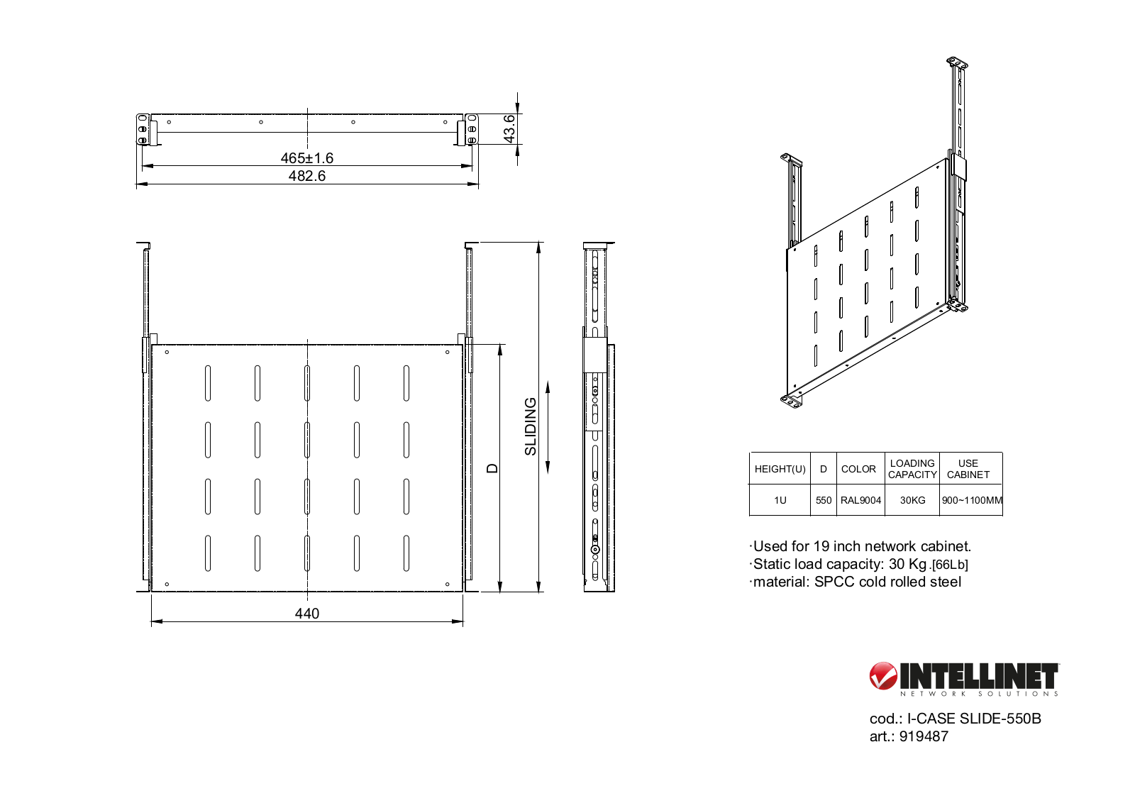 Intellinet I-CASE SLIDE-550B Technical Drawing - ManualMachine.com