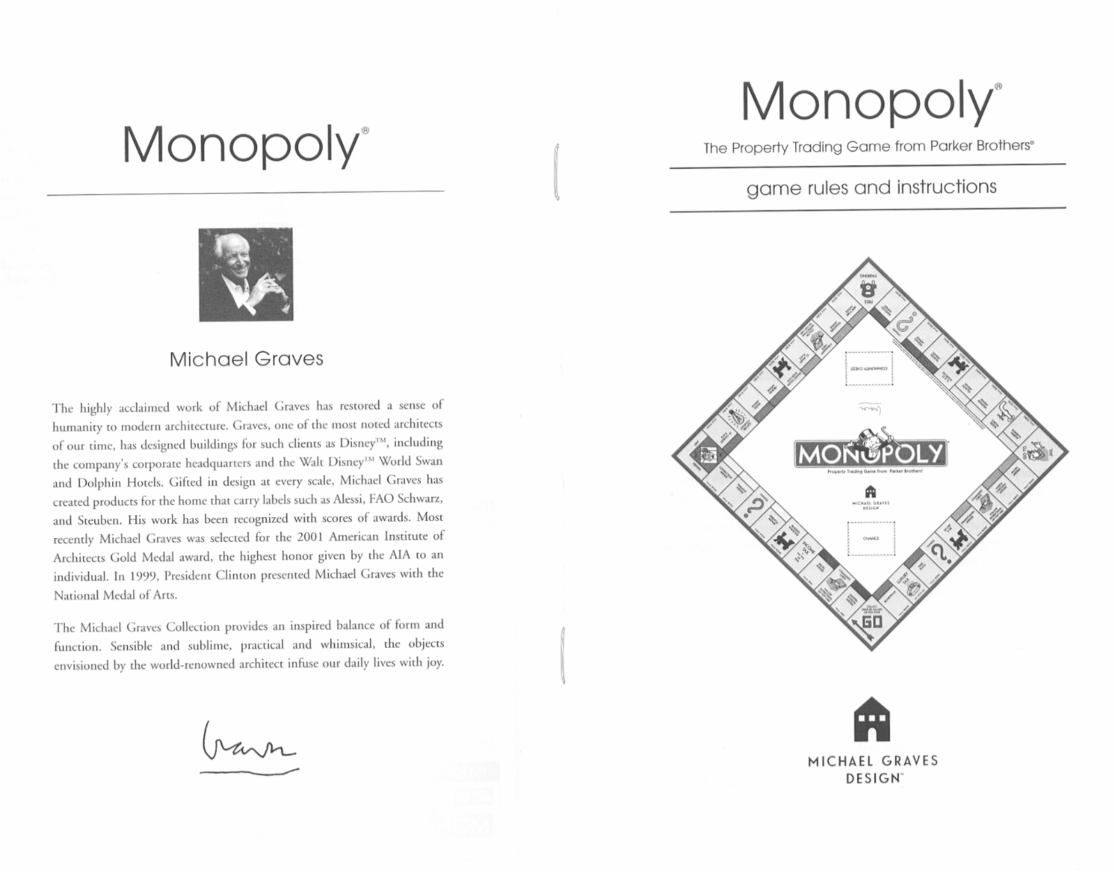 HASBRO Monopoly Michael Graves User Manual