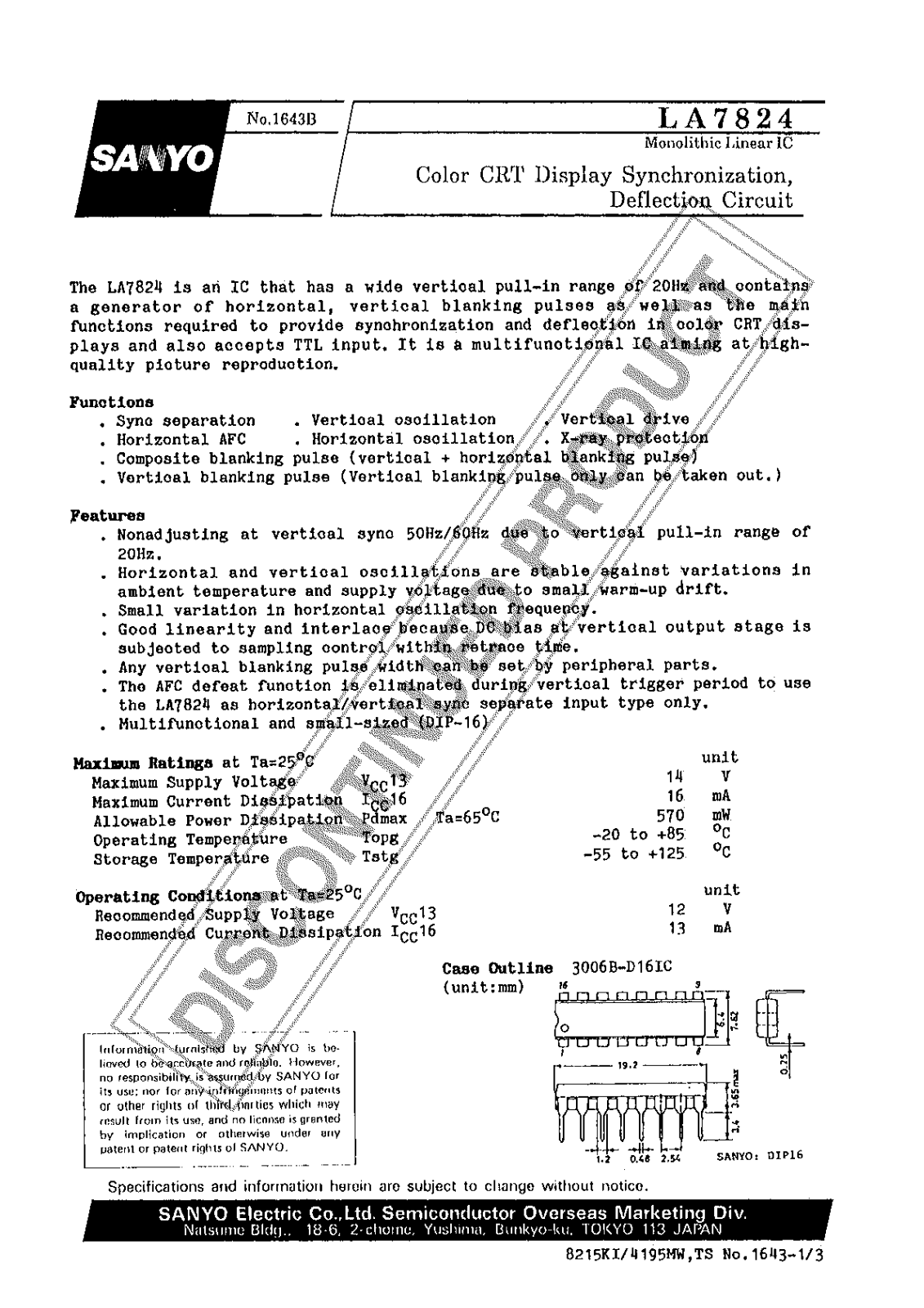 SANYO LA7824 Datasheet