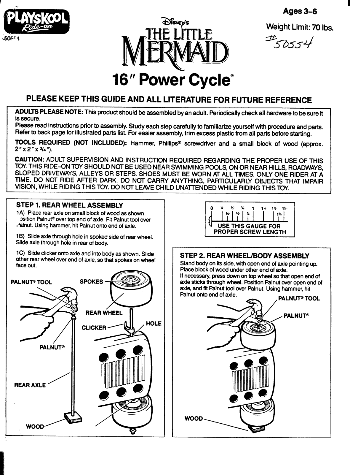 HASBRO Little Mermaid 16inch Power Cycle User Manual