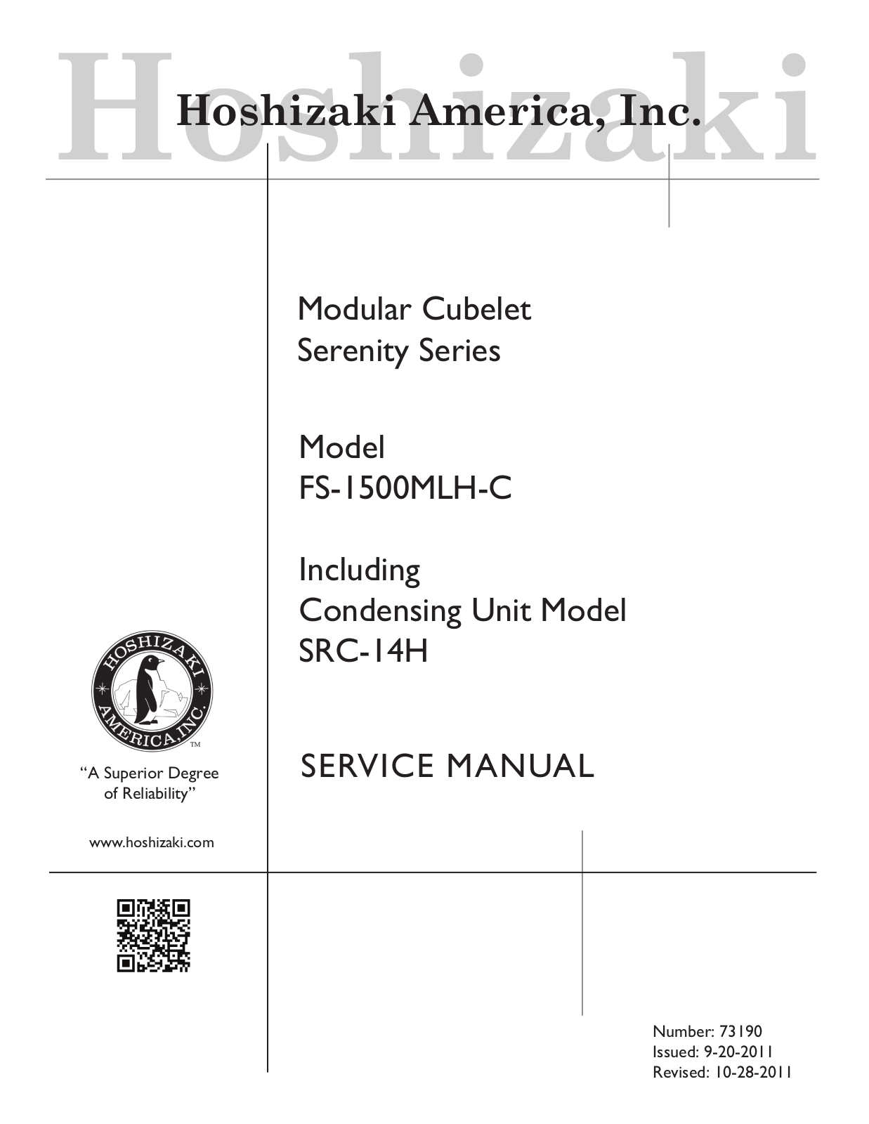 Hoshizaki America SRC-14H Service Manual