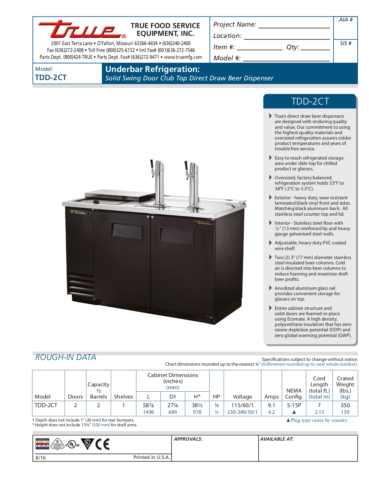 True TDD-2CT User Manual