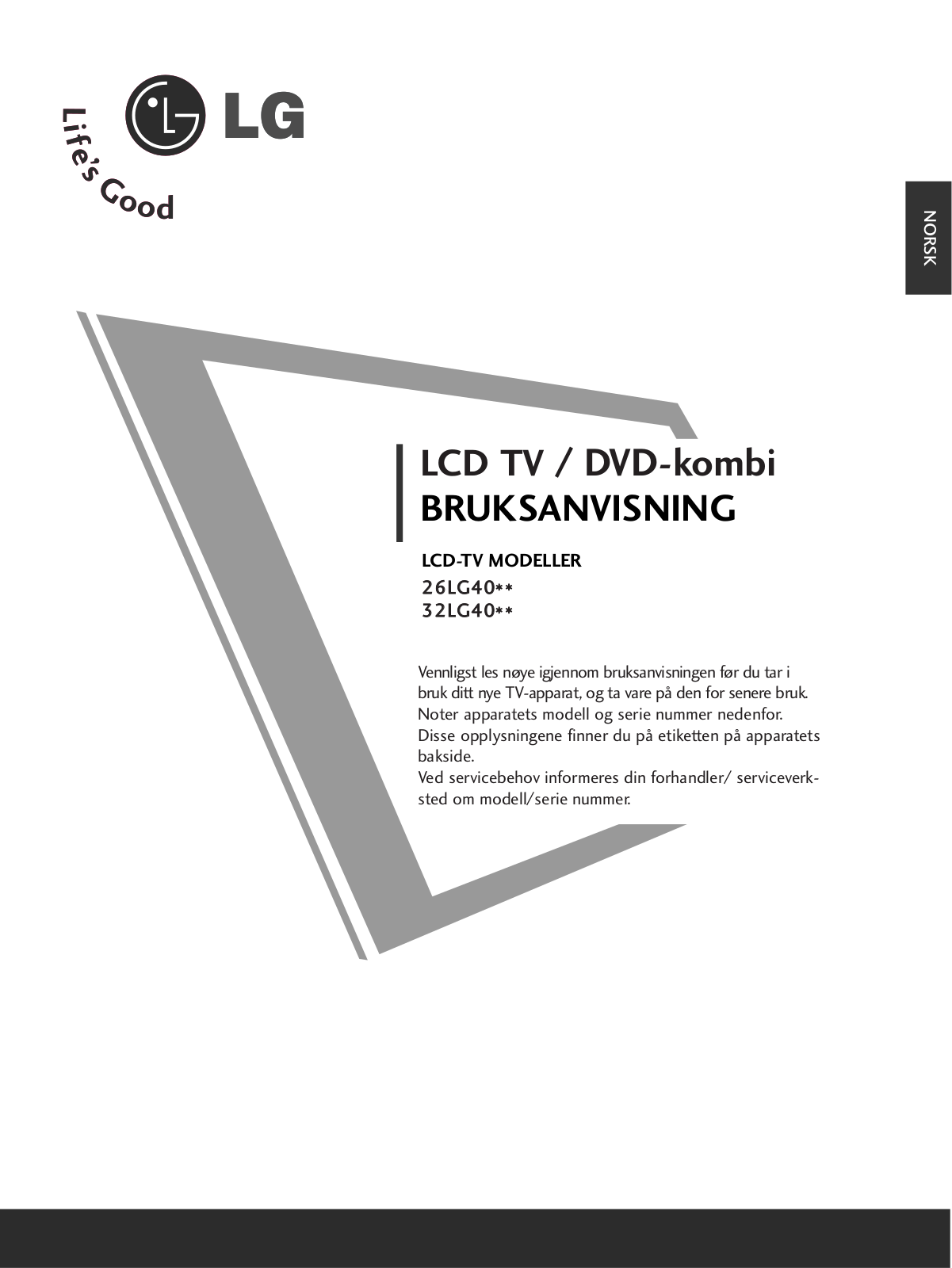 Lg 32LG40, 26LG40 User Manual