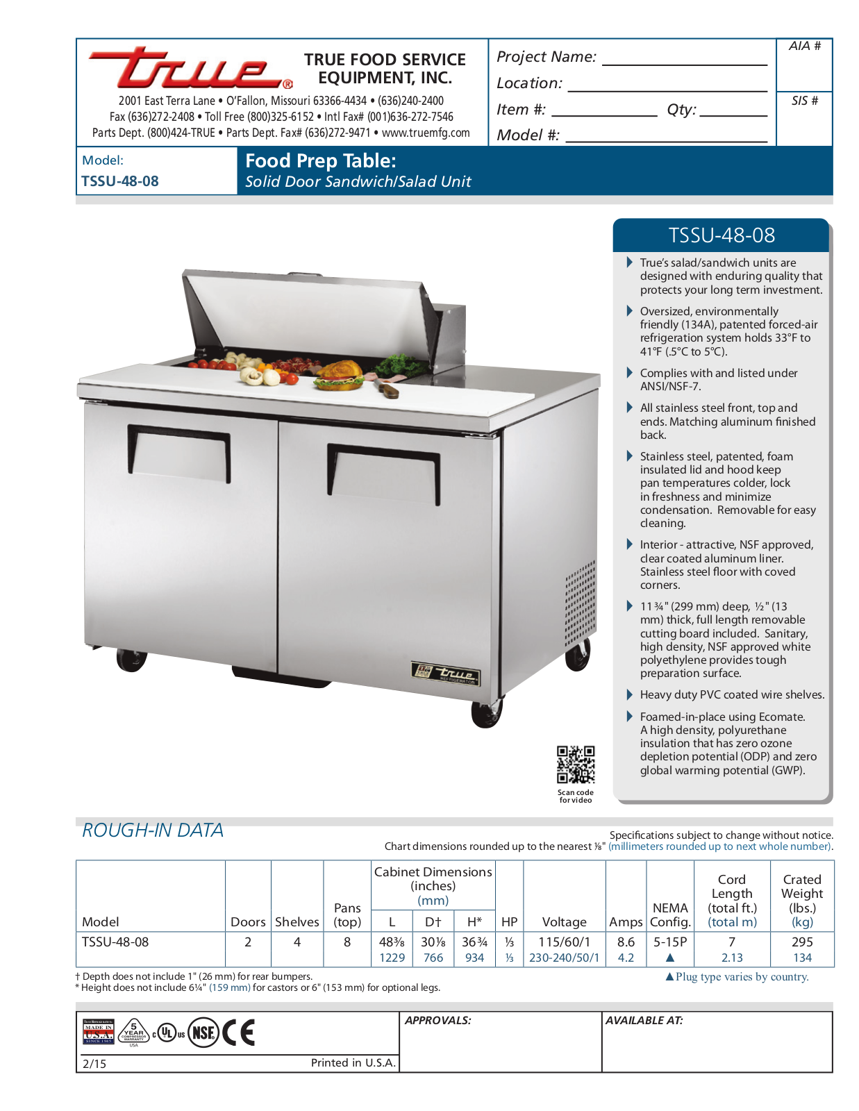 True TSSU-48-08 User Manual